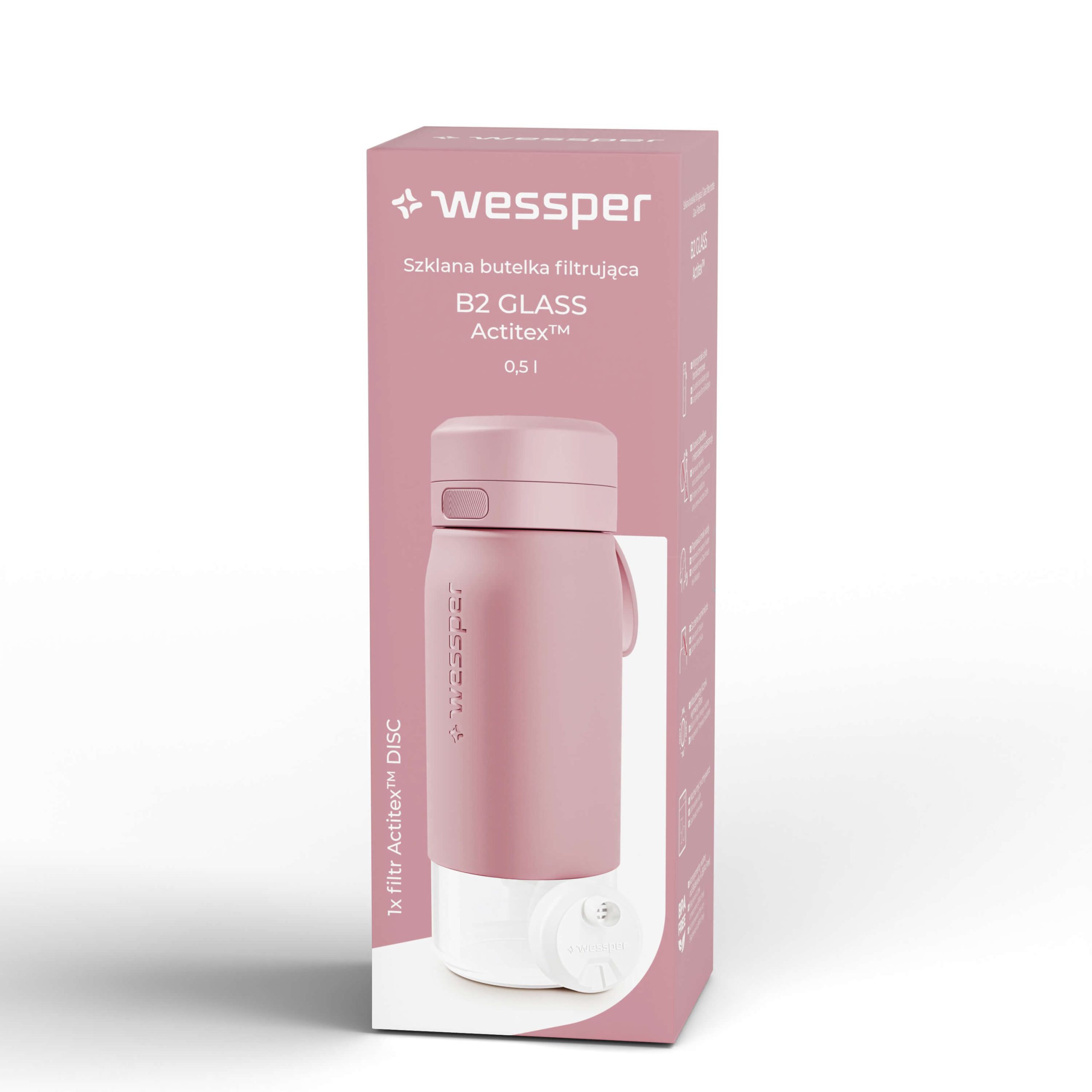 Butelka filtrująca Wessper B2 GLASS Actitex™ 500 ml Butelka filtrująca Wessper B2 GLASS Actitex™ 500 ml