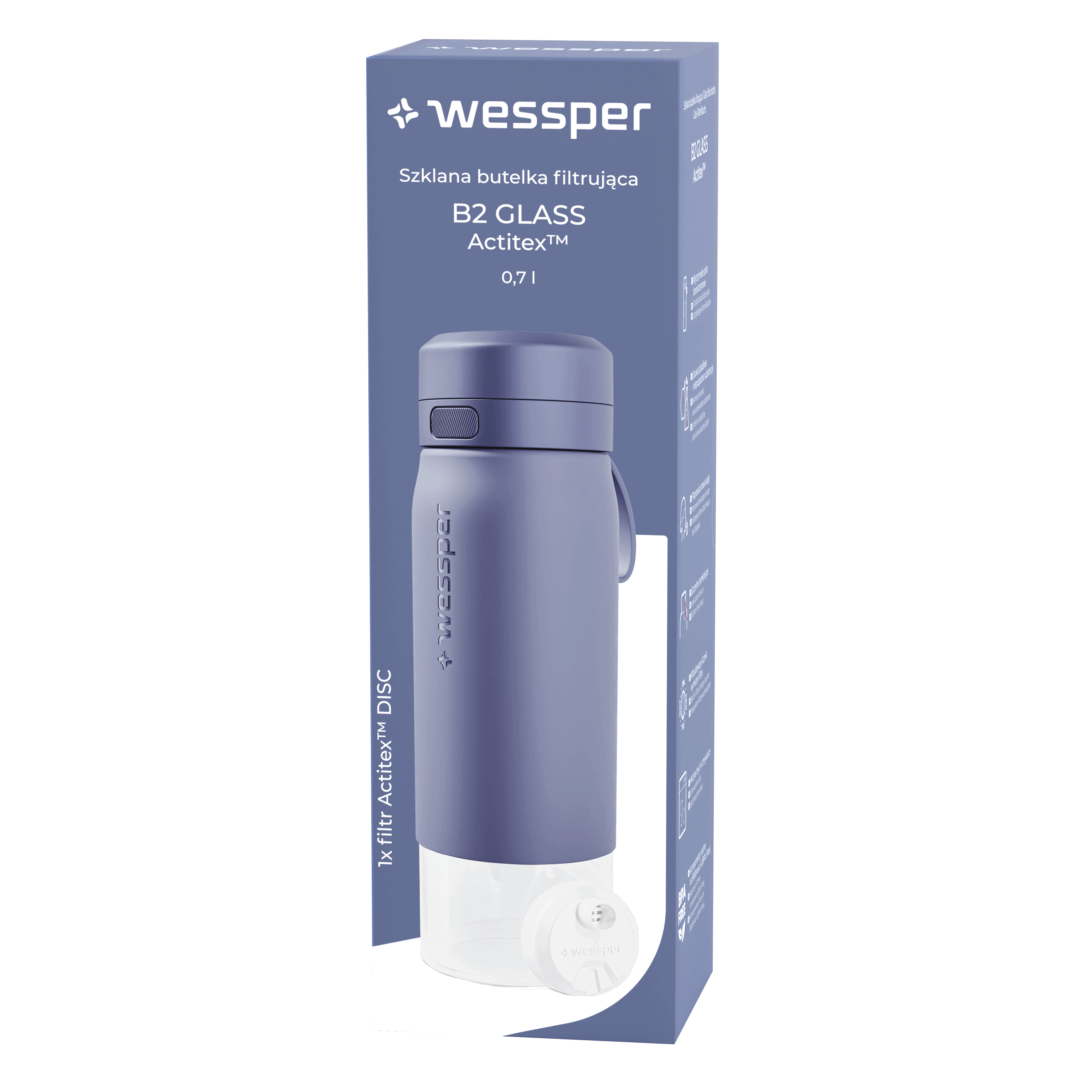 Butelka filtrująca Wessper B2 GLASS Actitex™ 700 ml Butelka filtrująca Wessper B2 GLASS Actitex™ 700 ml