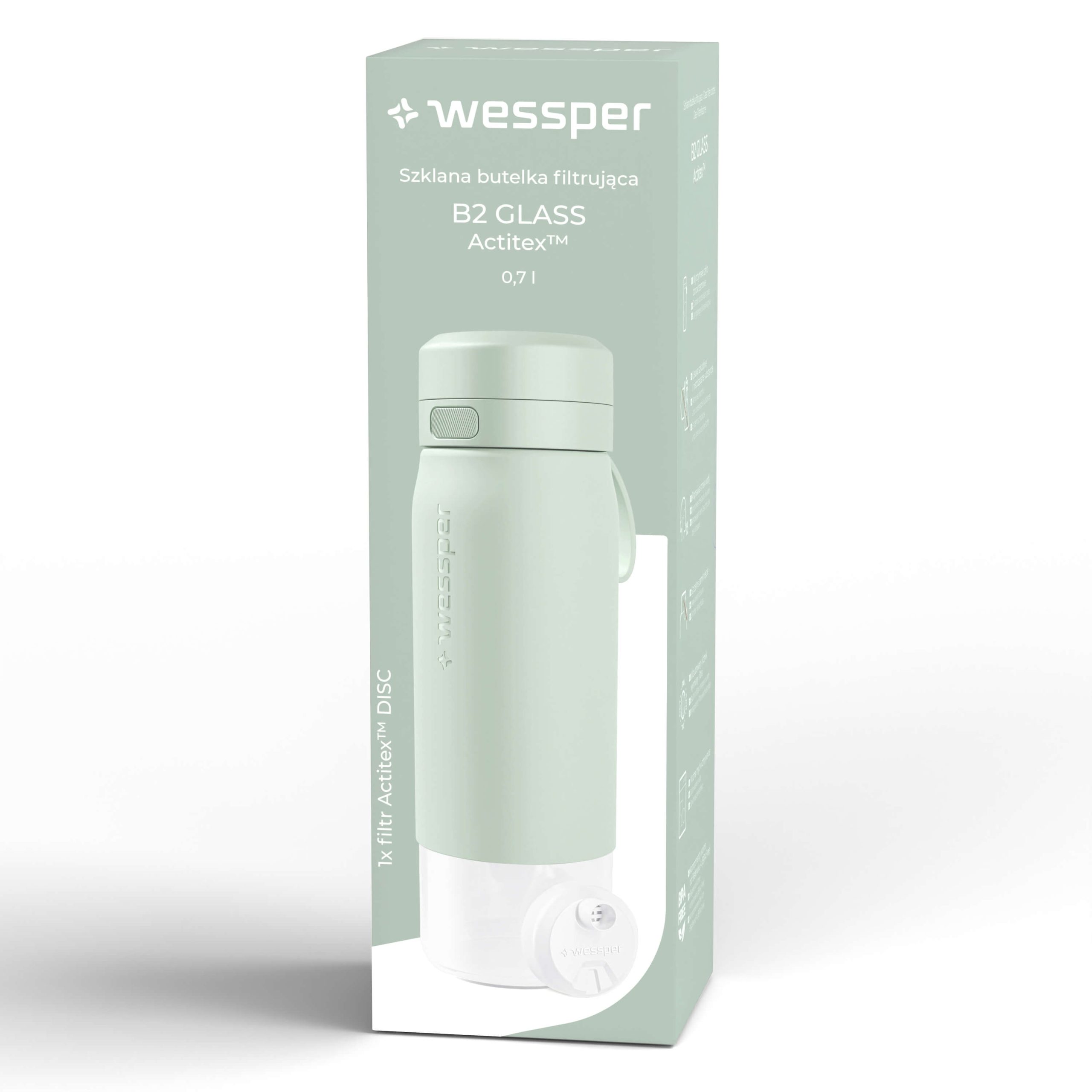 Butelka filtrująca Wessper B2 GLASS Actitex™ 700 ml Butelka filtrująca Wessper B2 GLASS Actitex™ 700 ml