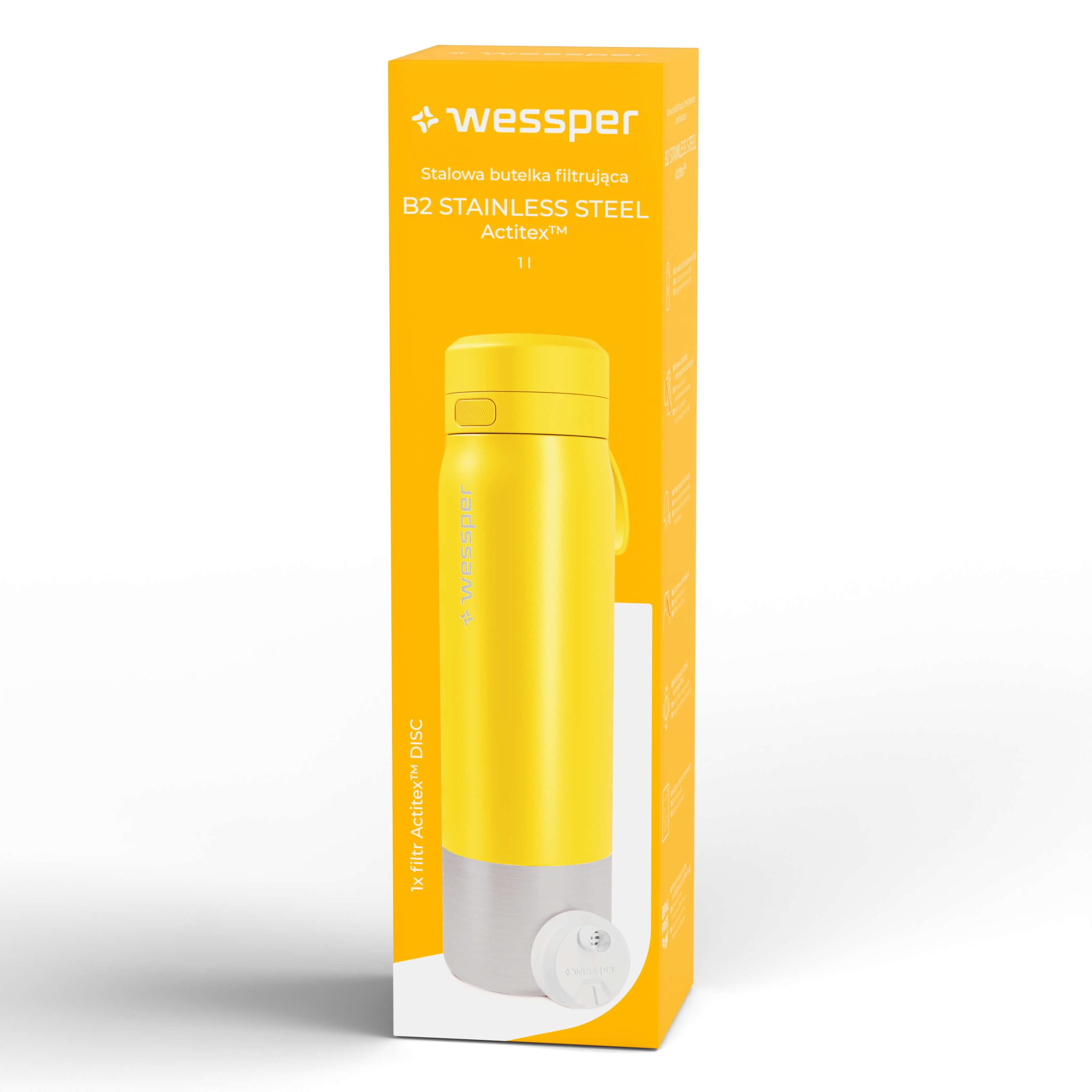 Butelka filtrująca Wessper B2 STAINLESS STEEL Actitex™ 1000 ml Butelka filtrująca Wessper B2 STAINLESS STEEL Actitex™ 1000 ml