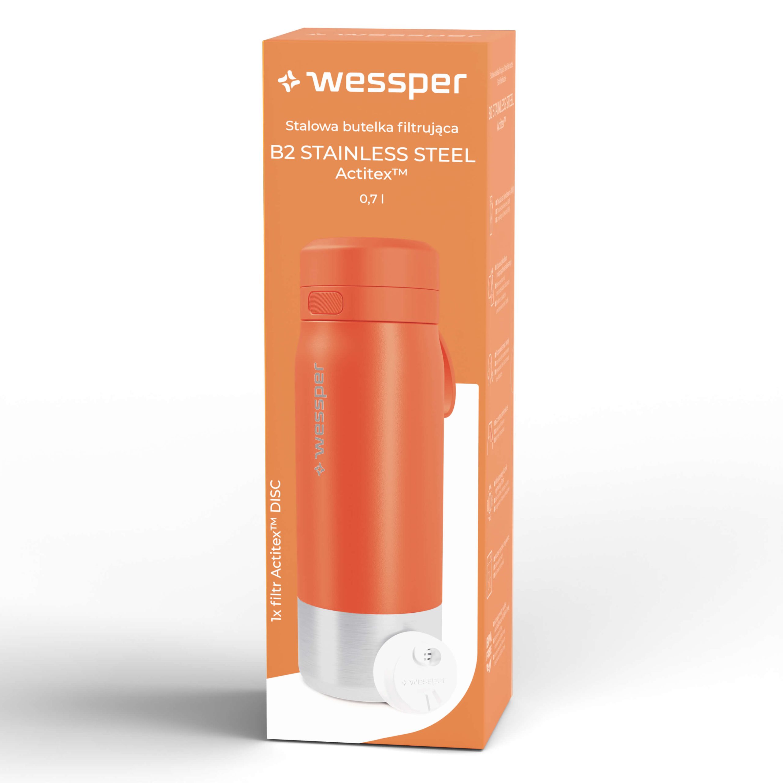 Butelka filtrująca Wessper B2 STAINLESS STEEL Actitex™ 700 ml