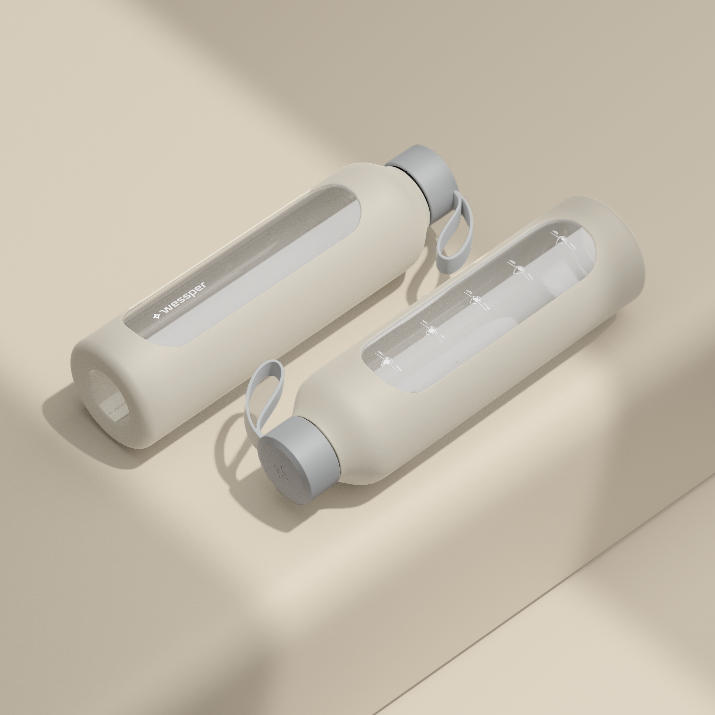 Butelka motywacyjna Wessper B1 BOROSILICATE Ecru 1 L