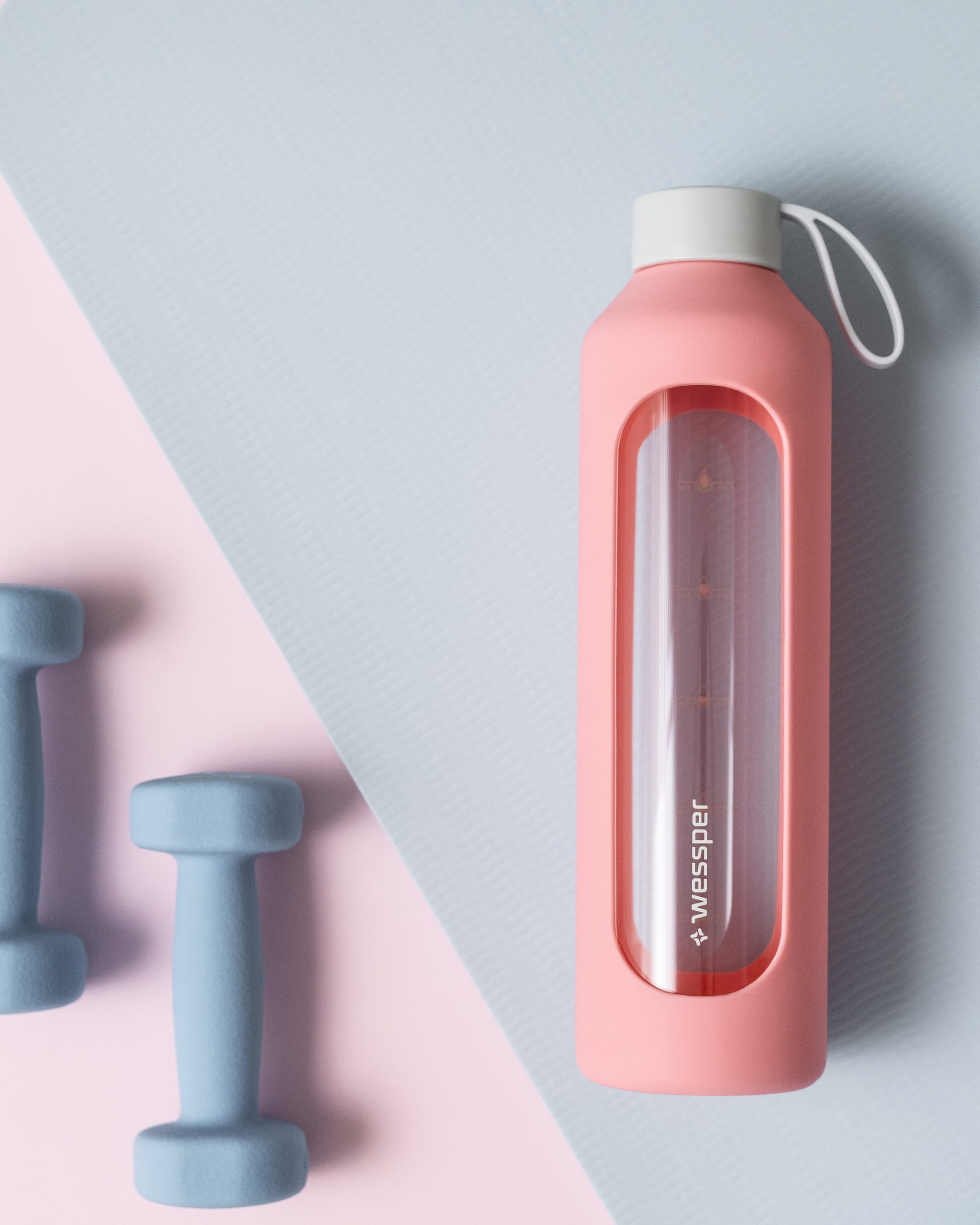 Butelka motywacyjna Wessper B1 BOROSILICATE Pink 1 L