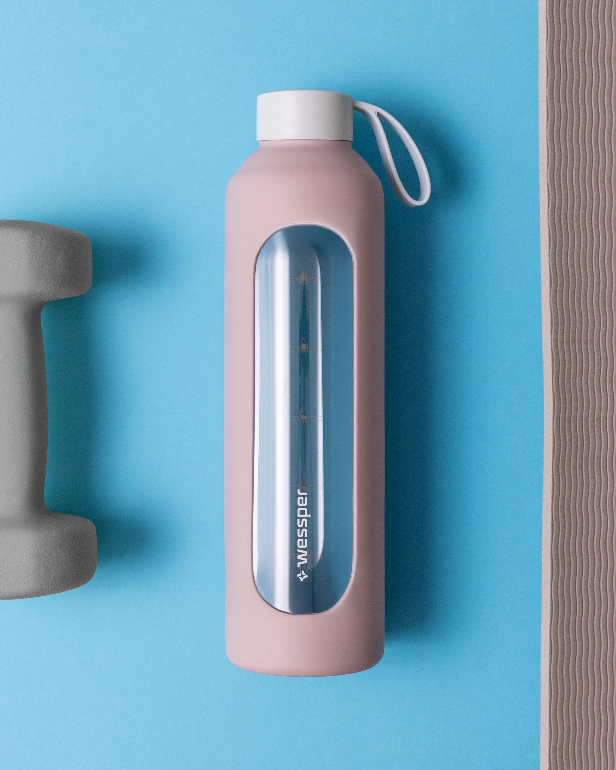 Butelka motywacyjna Wessper B1 BOROSILICATE Dusty Rose 1 L
