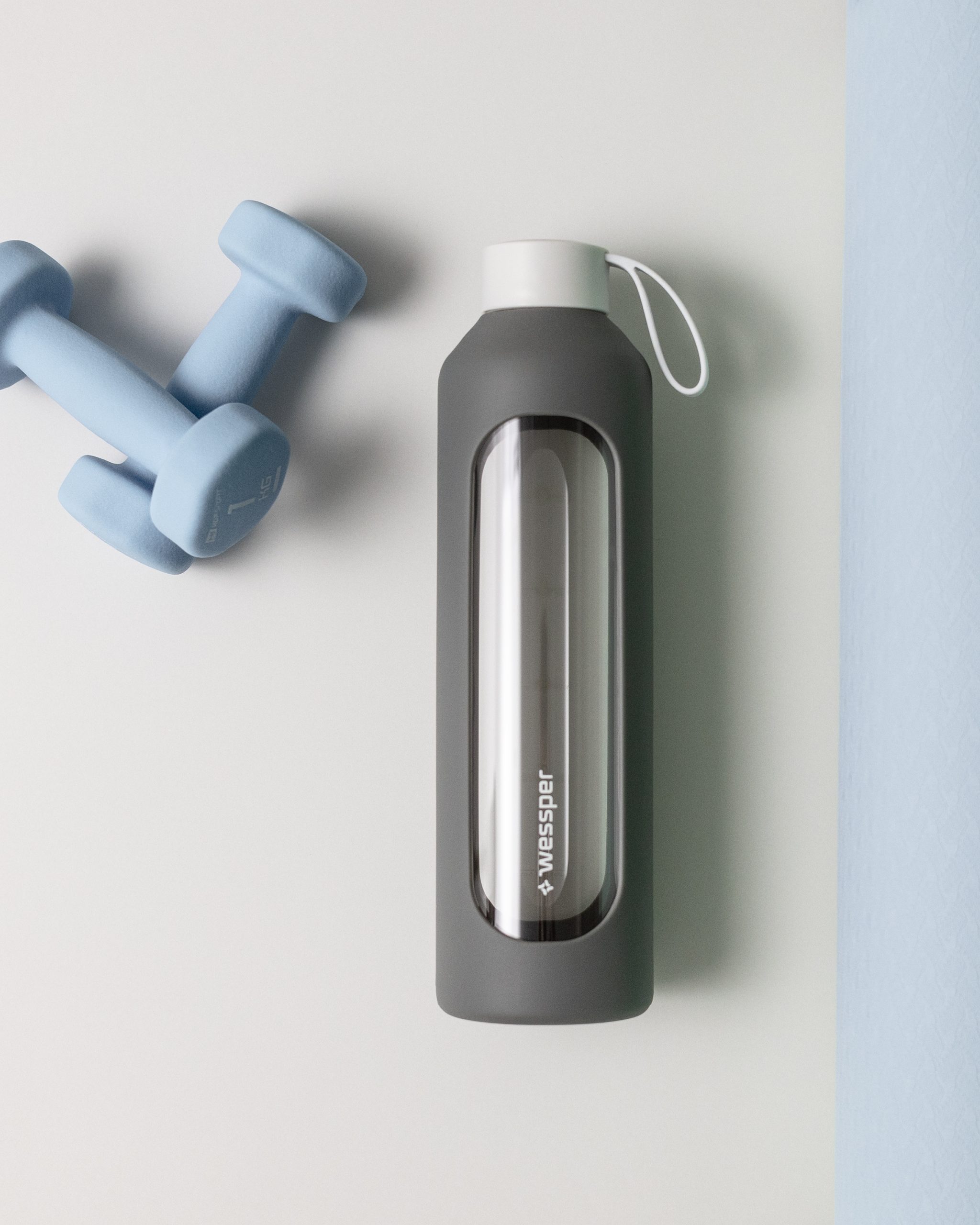 Butelka motywacyjna Wessper B1 BOROSILICATE Grey 1 L