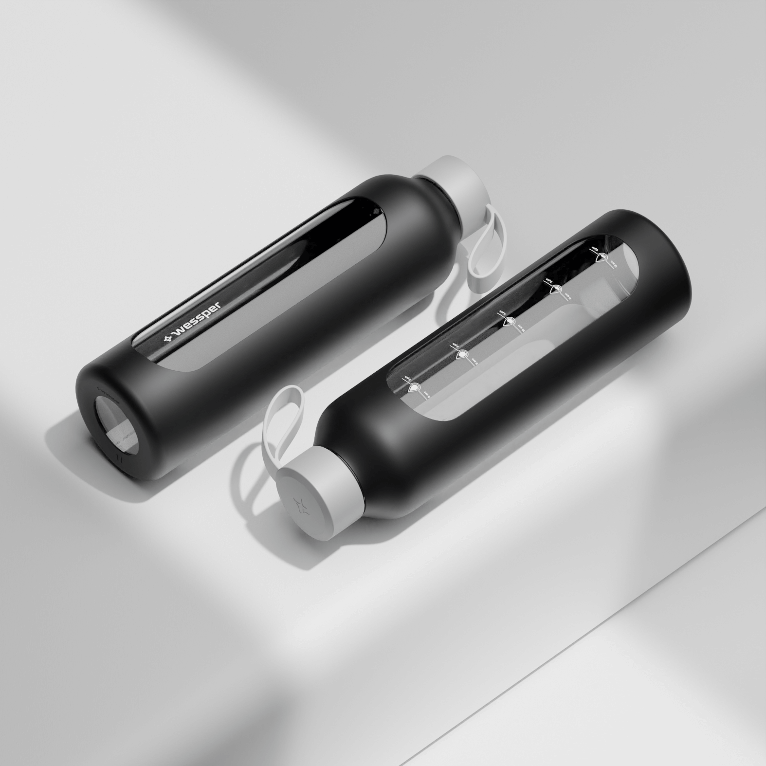 Butelka motywacyjna Wessper B1 BOROSILICATE Black 1 L