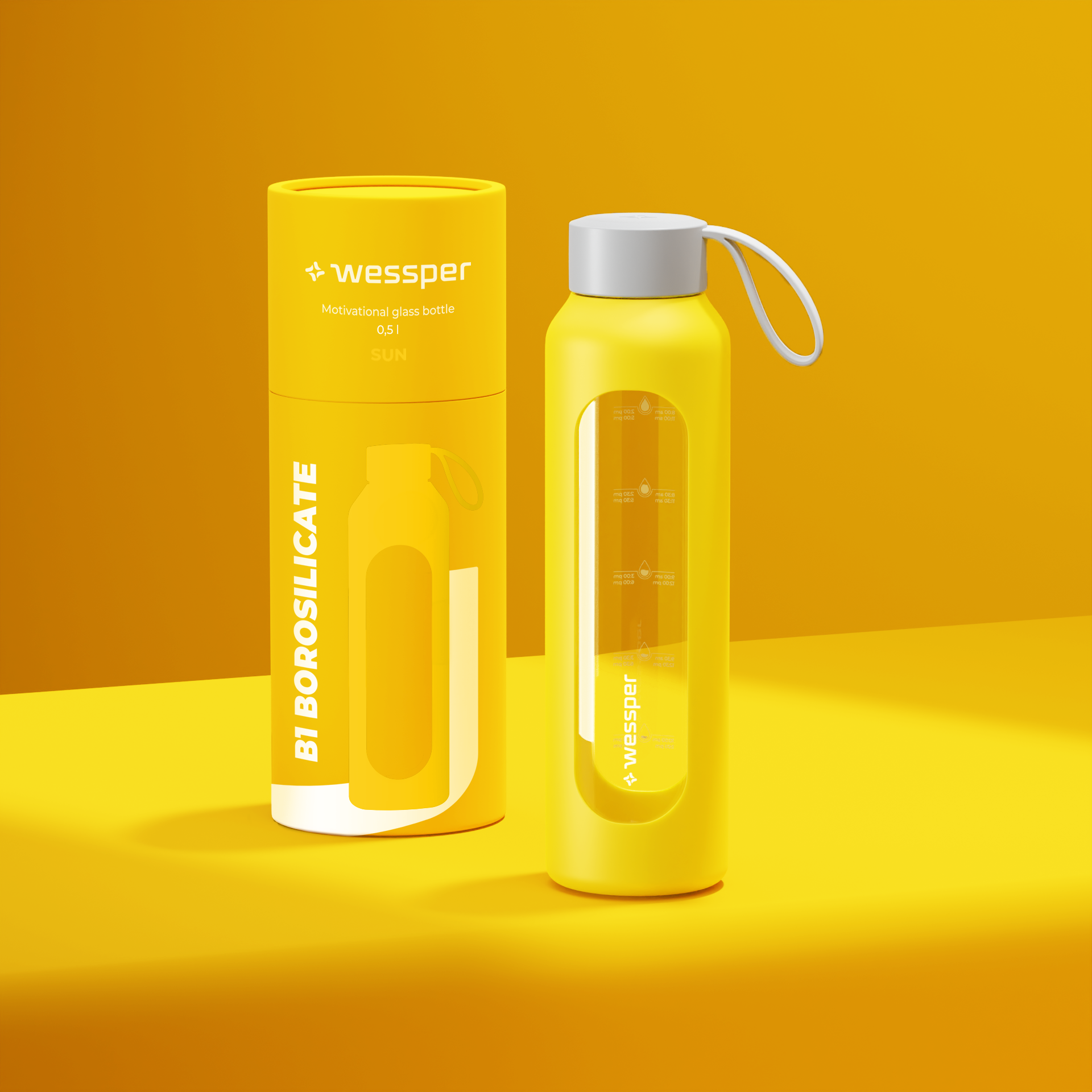 Butelka motywacyjna Wessper B1 BOROSILICATE Sun 500 ml