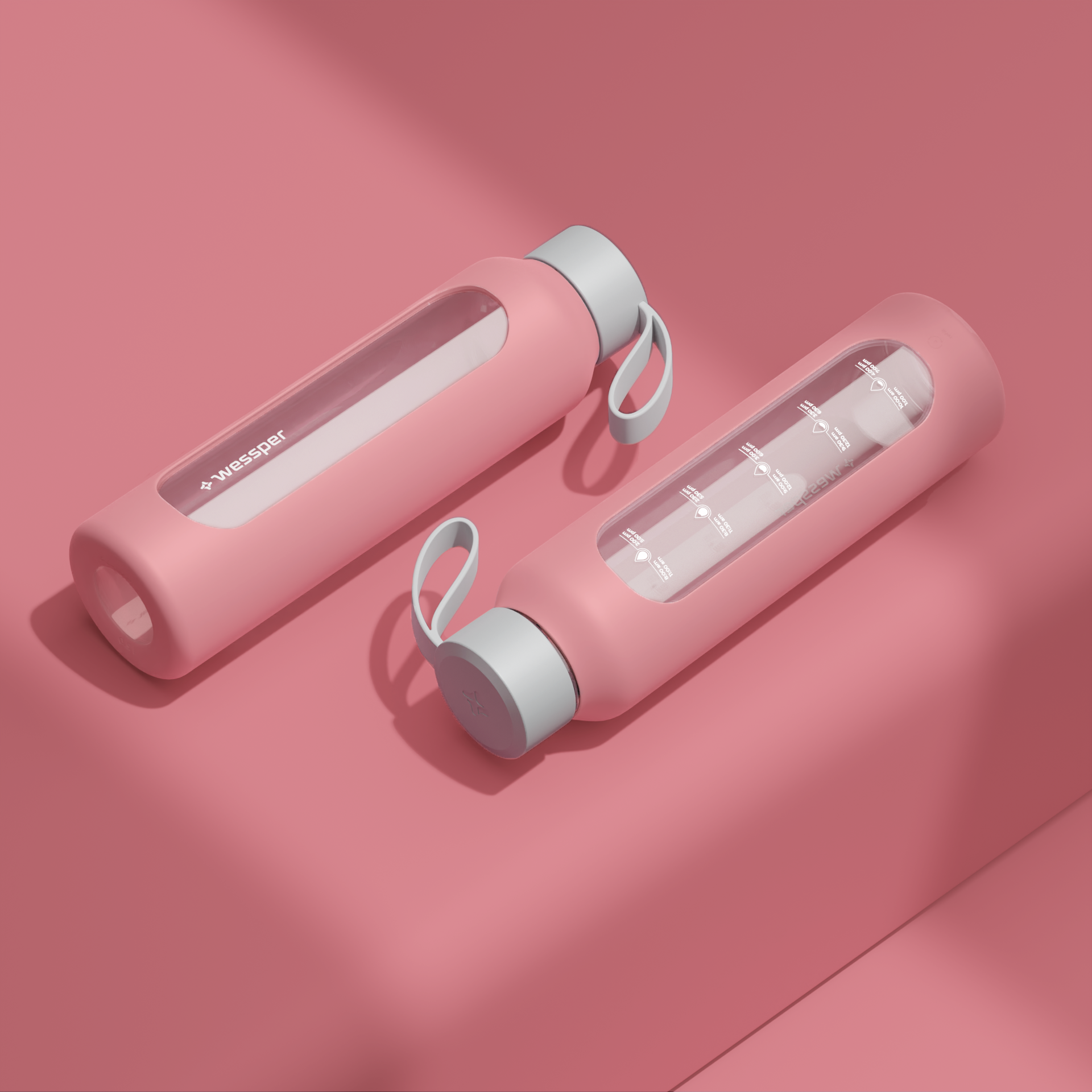Butelka motywacyjna Wessper B1 BOROSILICATE Pink 500 ml