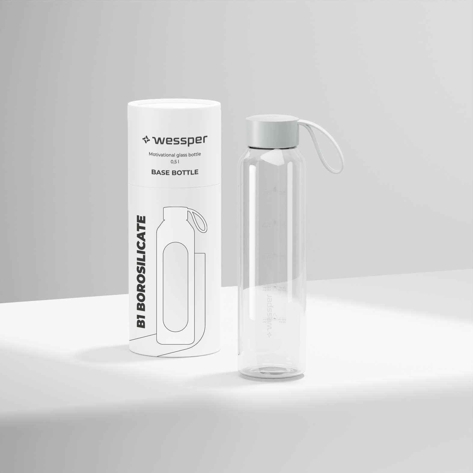 Butelka motywacyjna Wessper B1 BOROSILICATE Base Bottle 500 ml