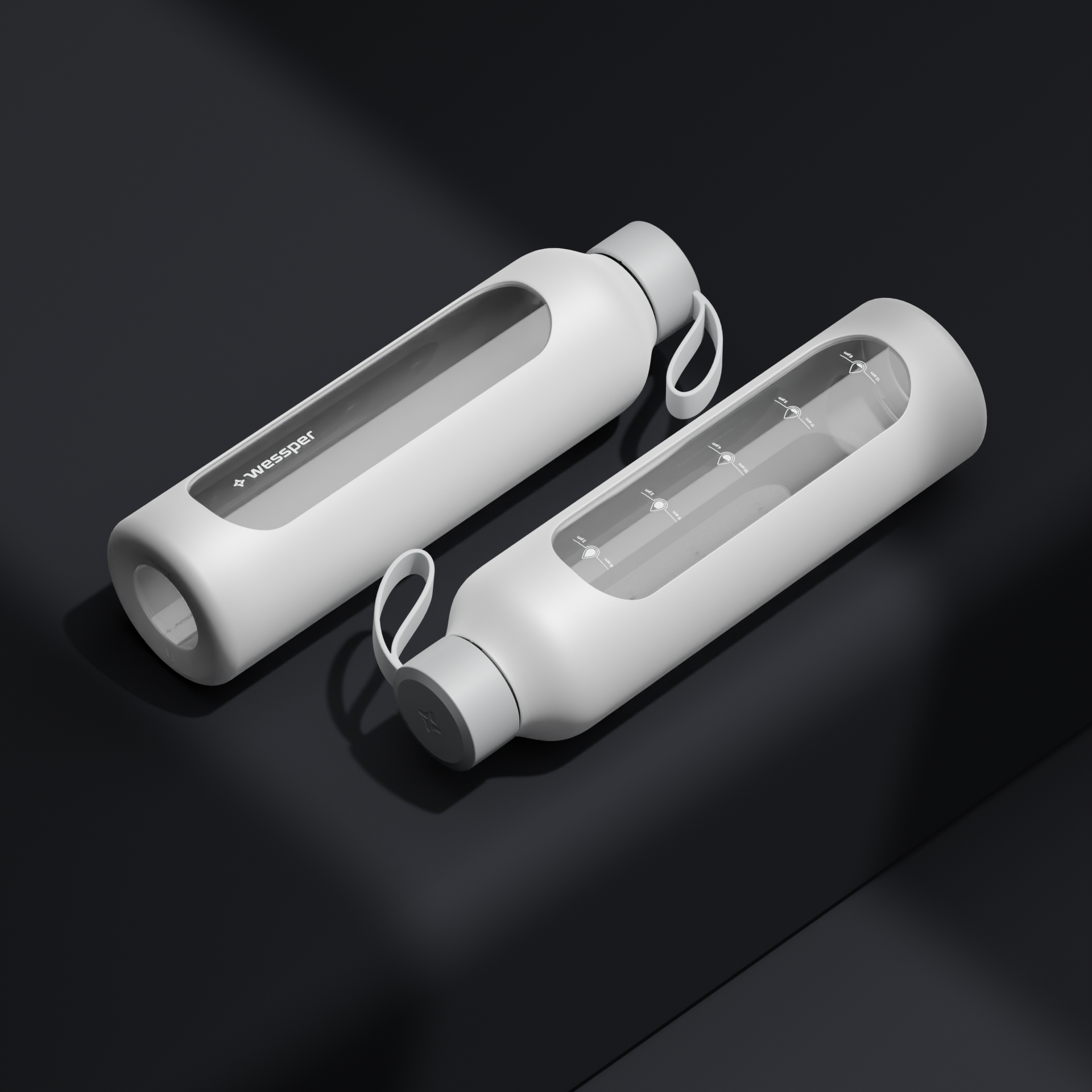 Butelka motywacyjna Wessper B1 BOROSILICATE White 1 L