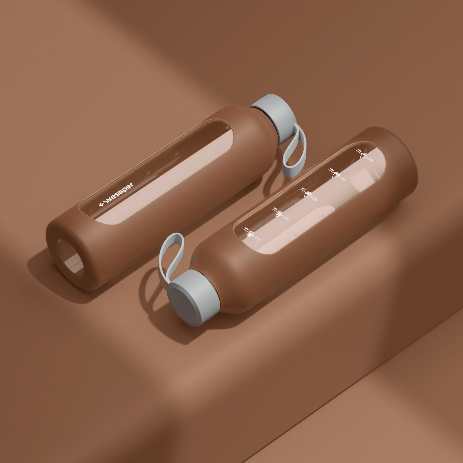 Butelka motywacyjna Wessper B1 BOROSILICATE Mokka 1 L