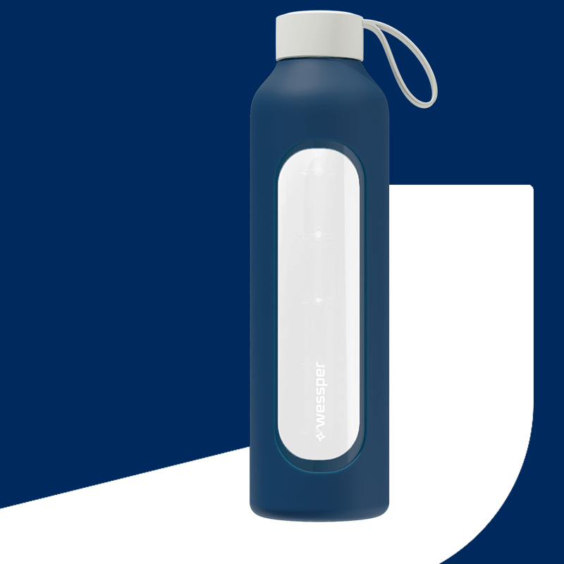 Butelka motywacyjna Wessper B1 BOROSILICATE Navy Blue 1 L