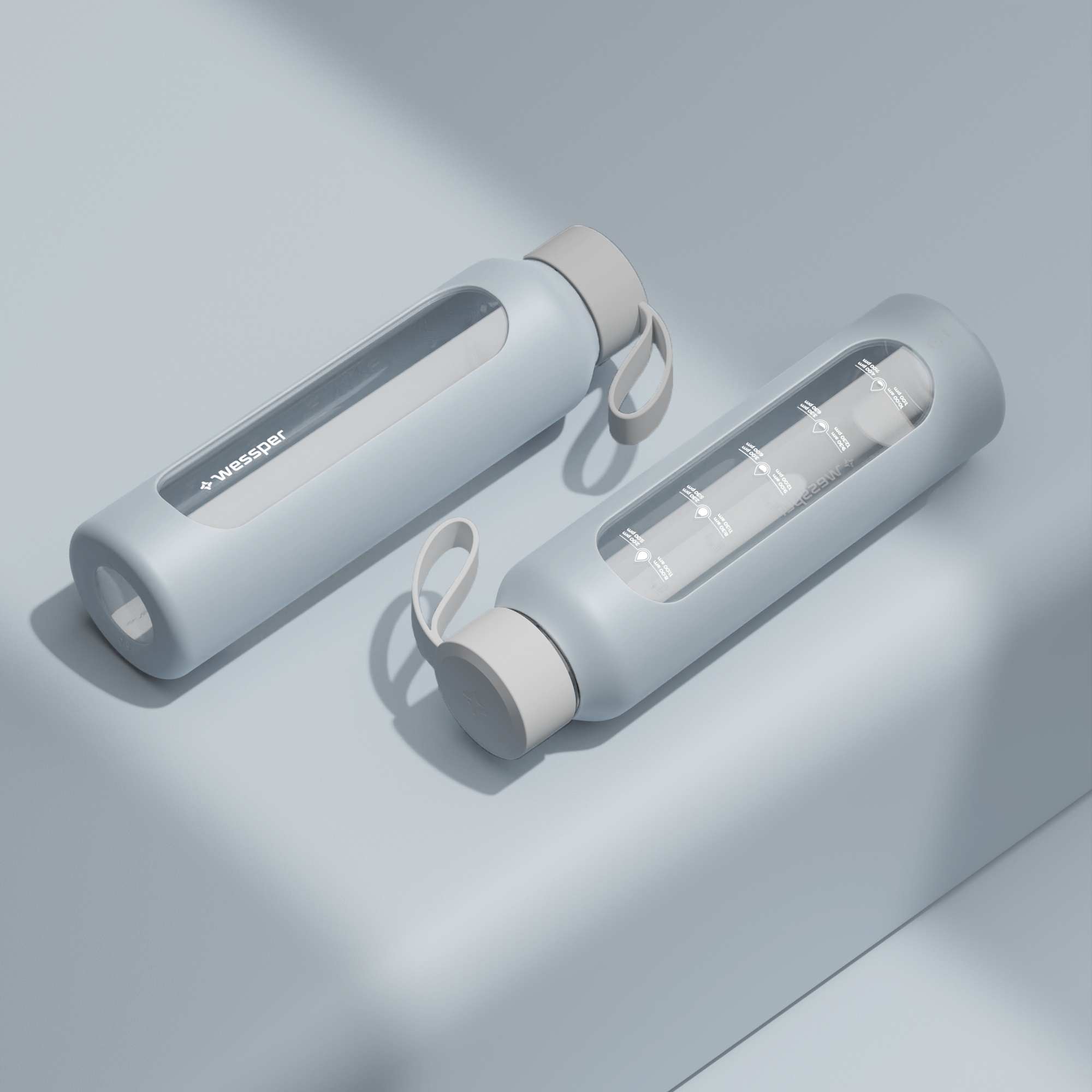 Butelka motywacyjna Wessper B1 BOROSILICATE Ice Blue 500 ml