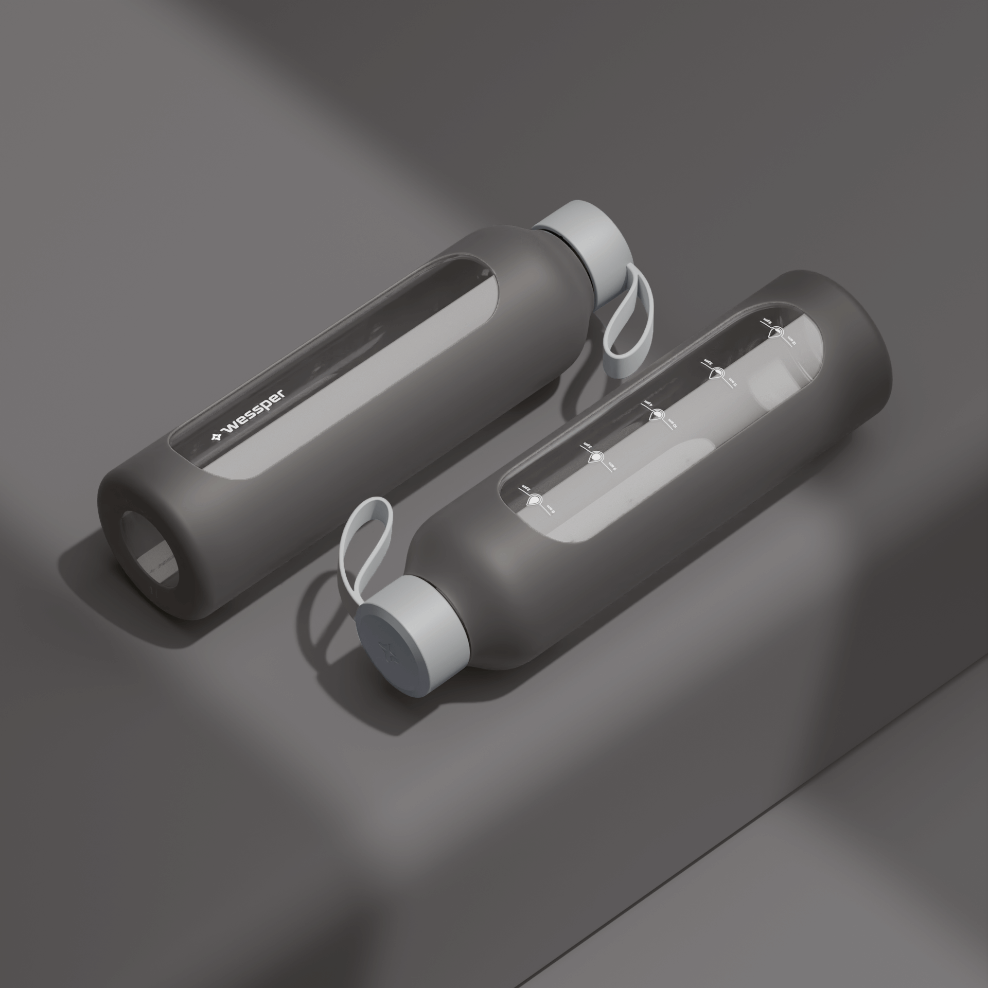 Butelka motywacyjna Wessper B1 BOROSILICATE Grey 1 L