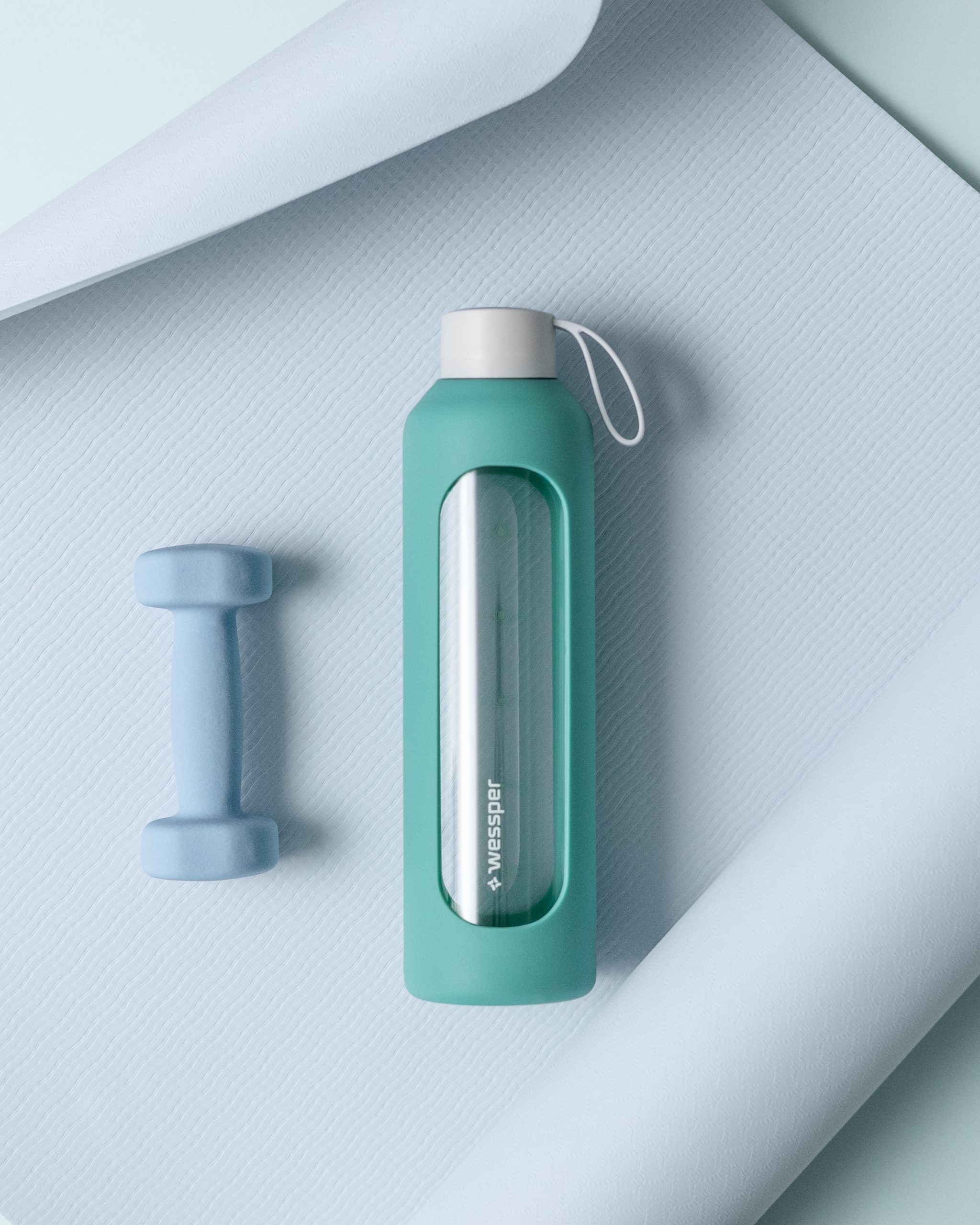 Butelka motywacyjna Wessper B1 BOROSILICATE Lagoon 1 L