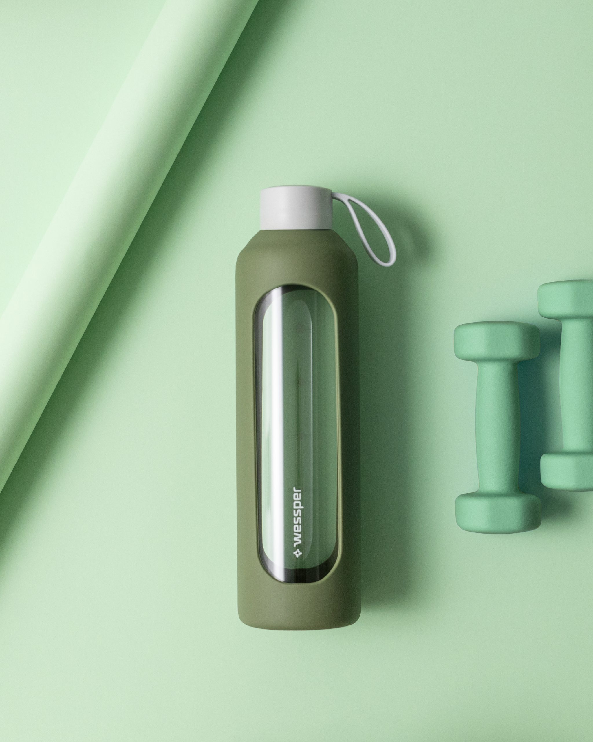 Butelka motywacyjna Wessper B1 BOROSILICATE Olive 1 L