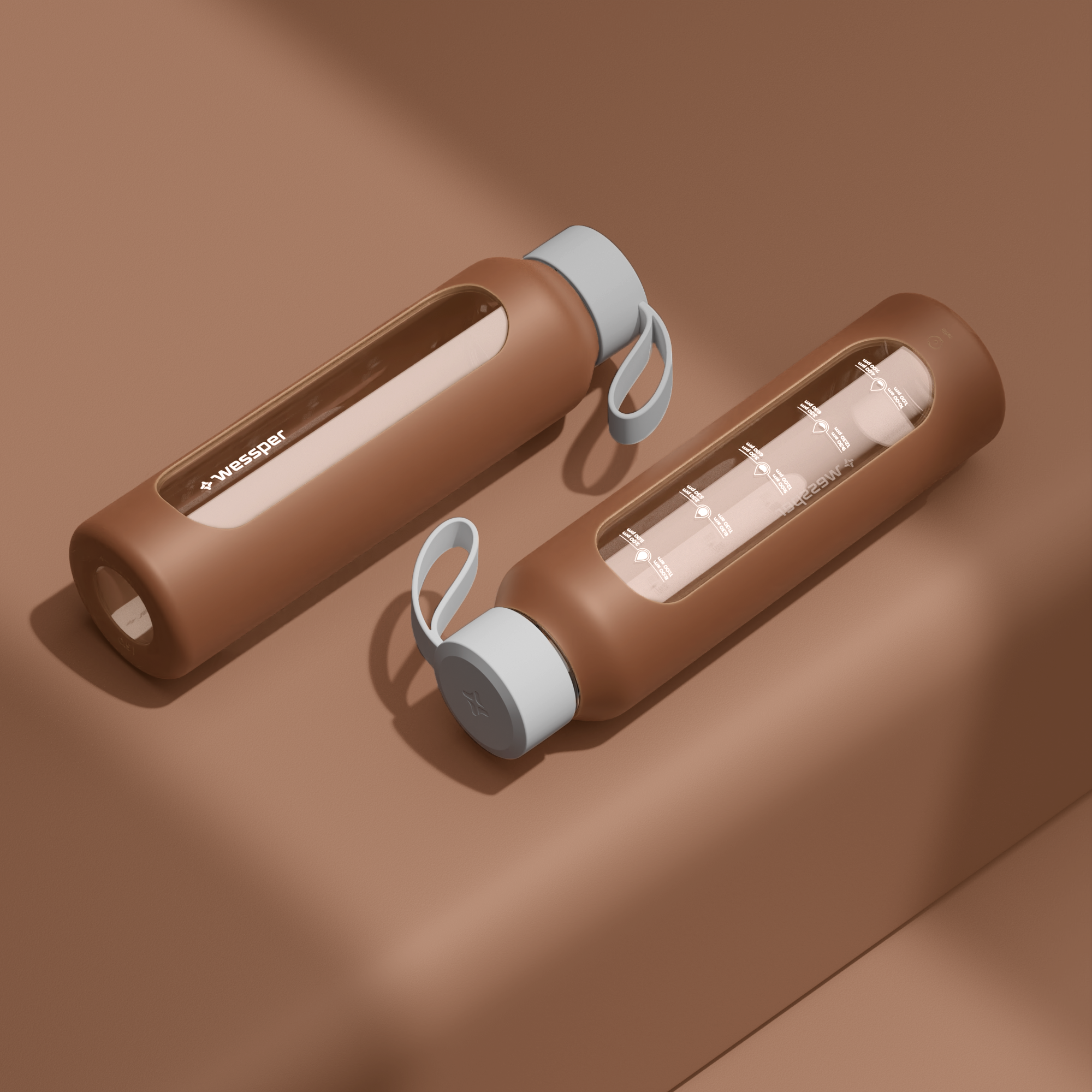 Butelka motywacyjna Wessper B1 BOROSILICATE Mokka 500 ml