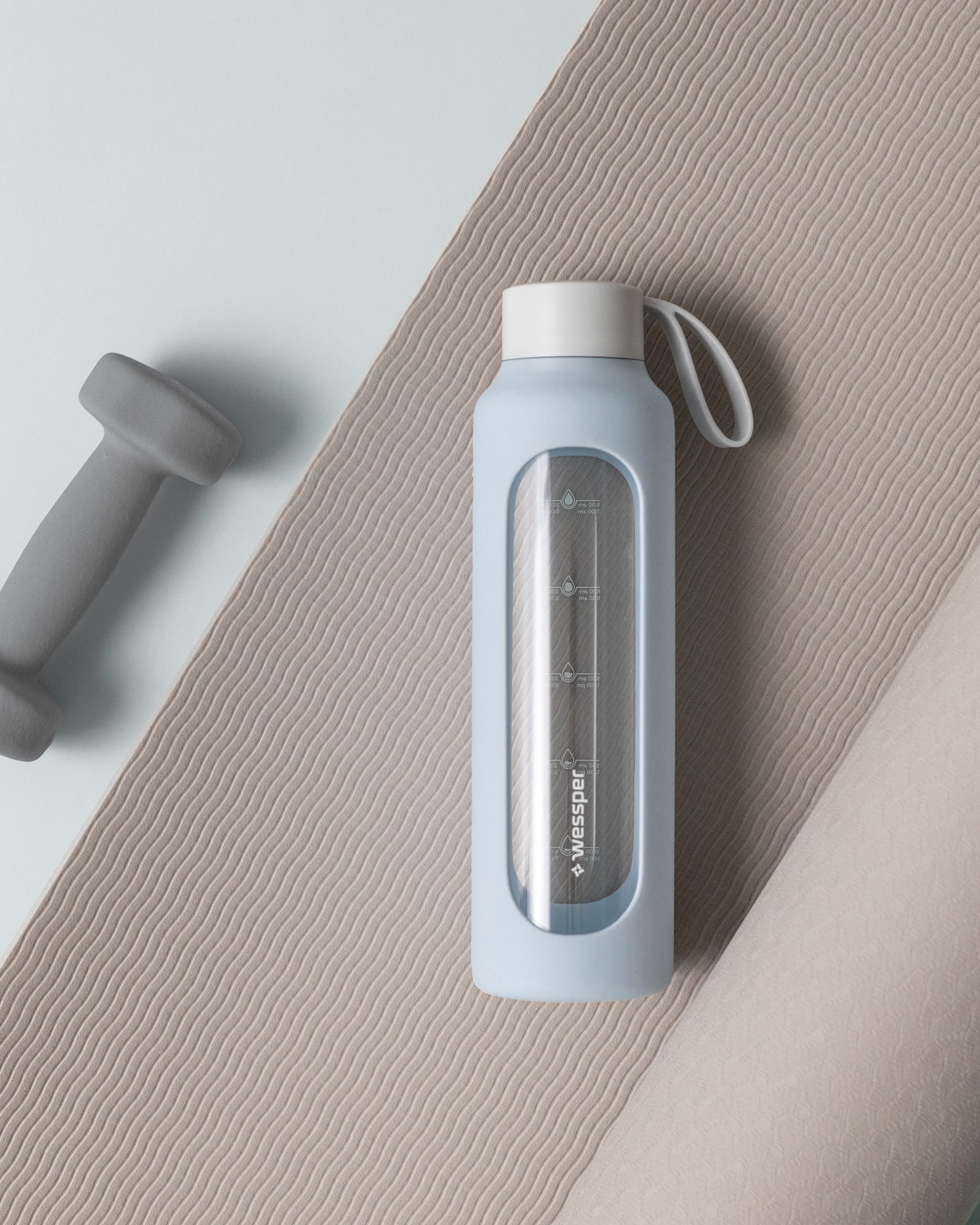 Butelka motywacyjna Wessper B1 BOROSILICATE Ice Blue 500 ml