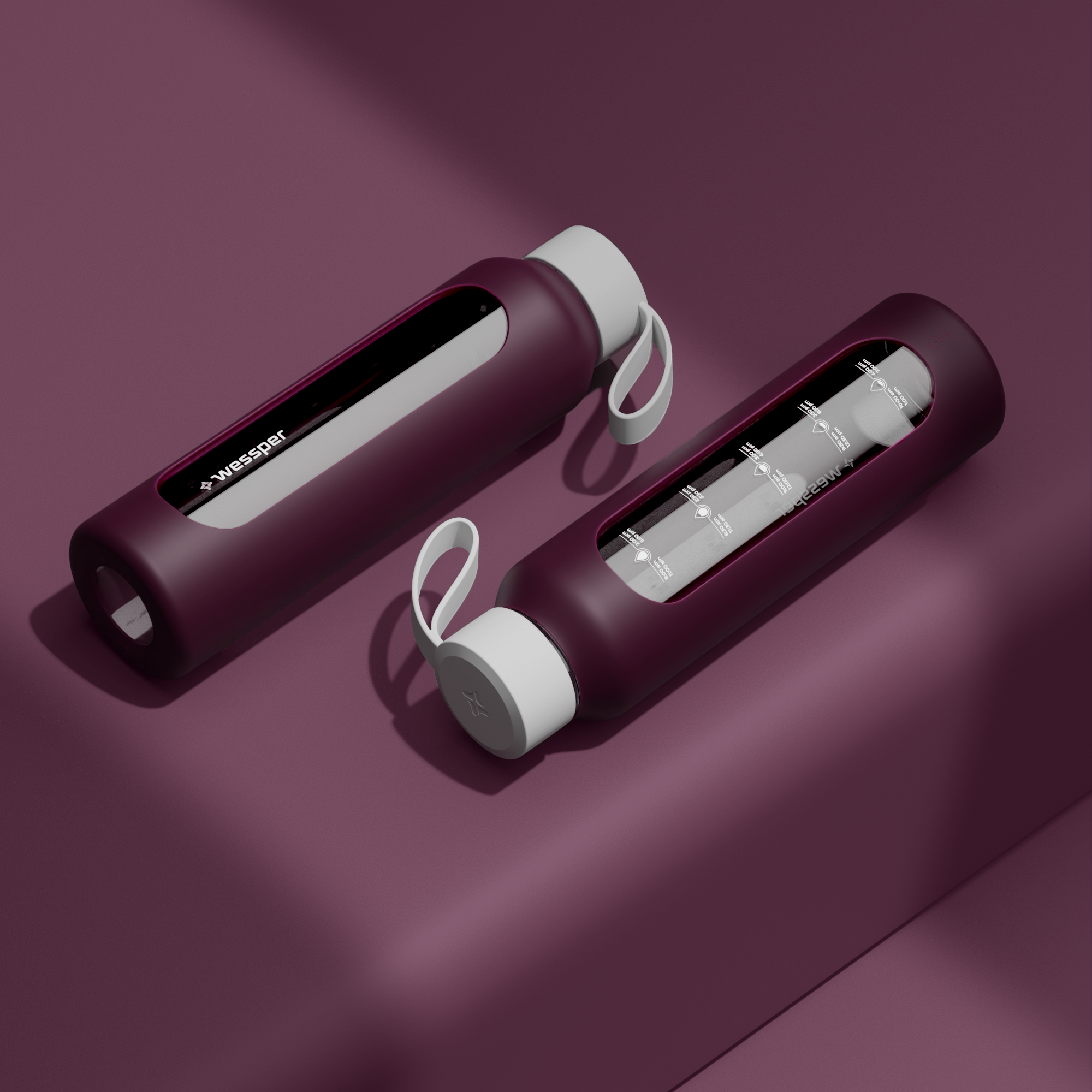 Butelka motywacyjna Wessper B1 BOROSILICATE Ruby 500 ml