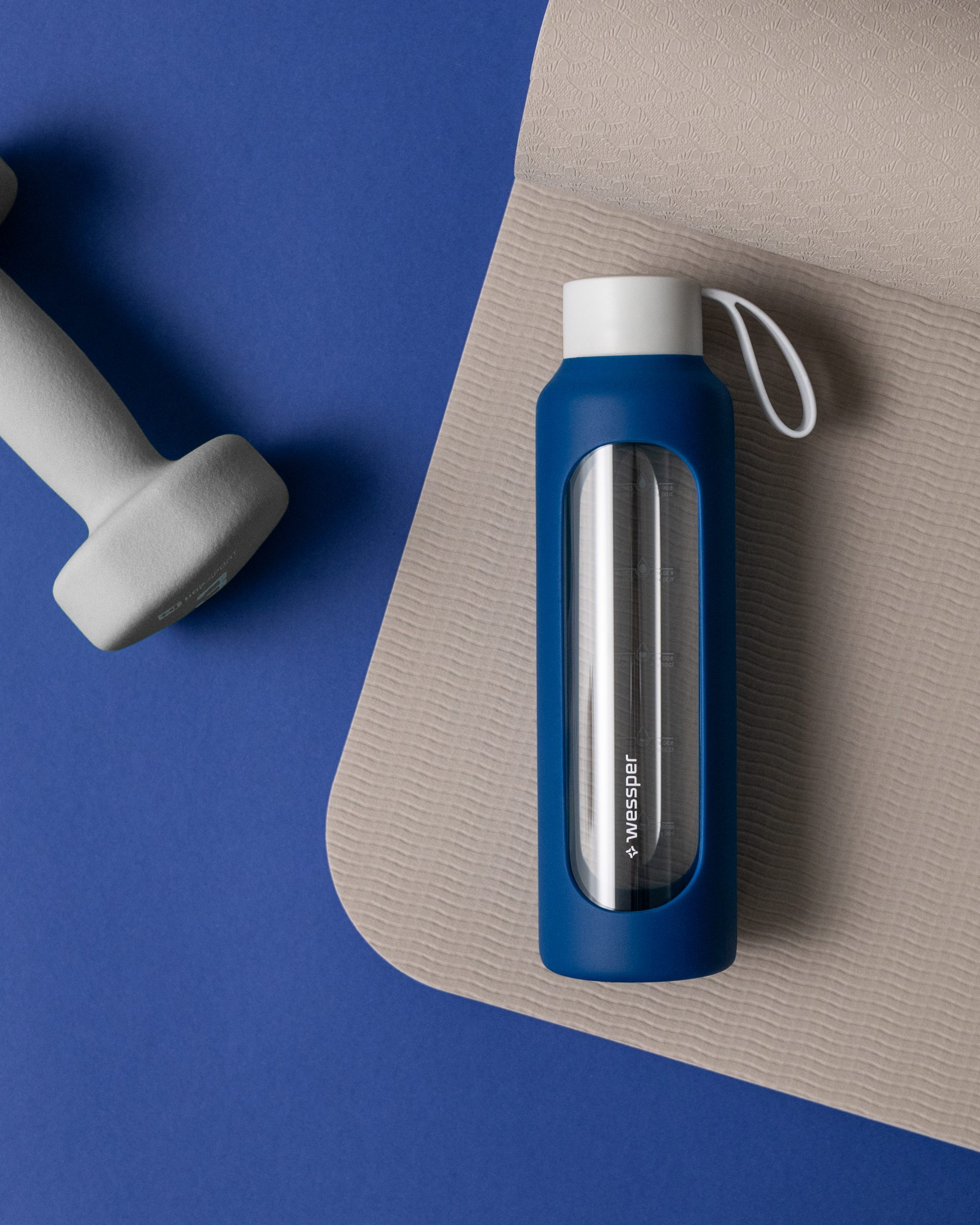 Butelka motywacyjna Wessper B1 BOROSILICATE Navy Blue 500 ml