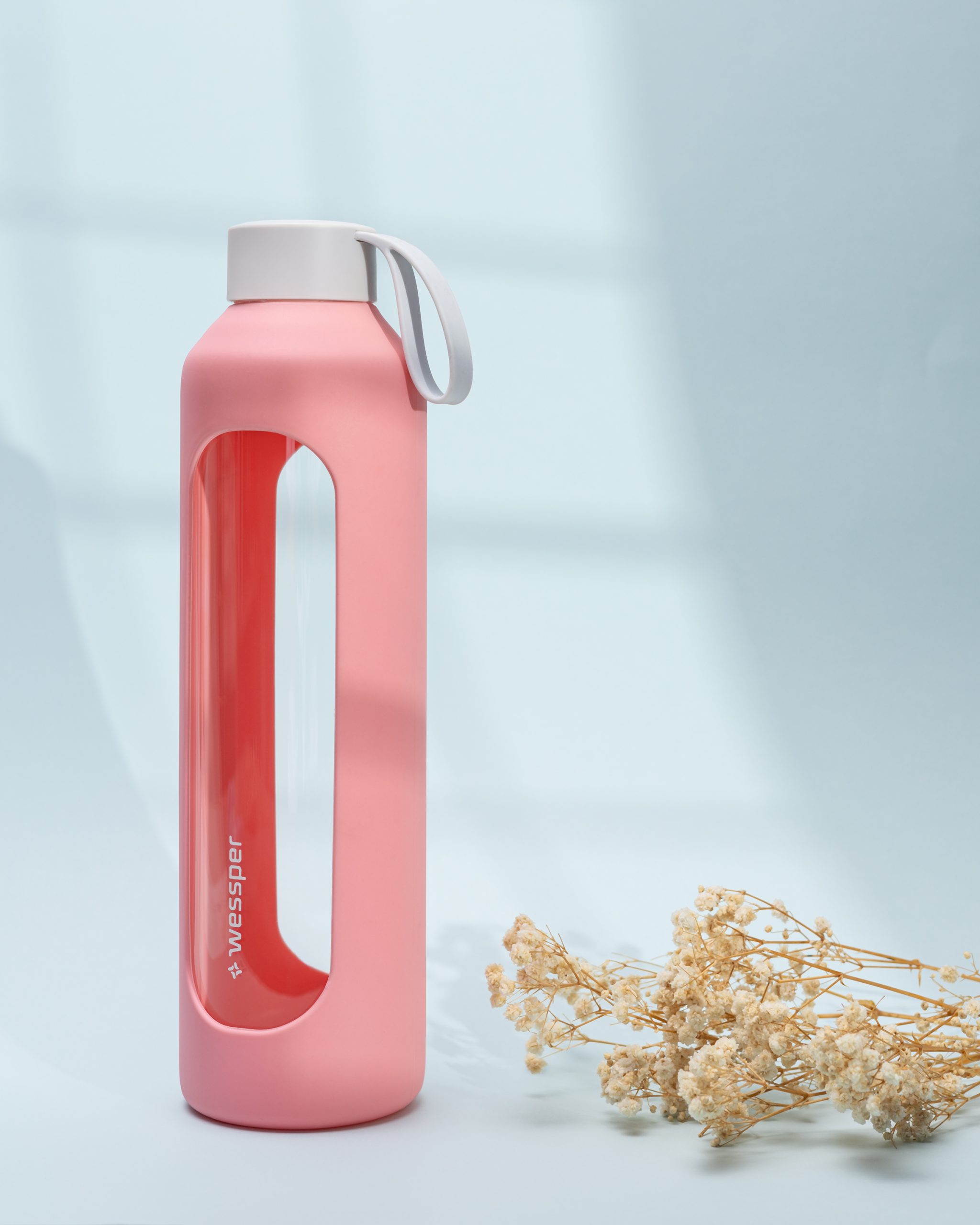 Butelka motywacyjna Wessper B1 BOROSILICATE Pink 1 L