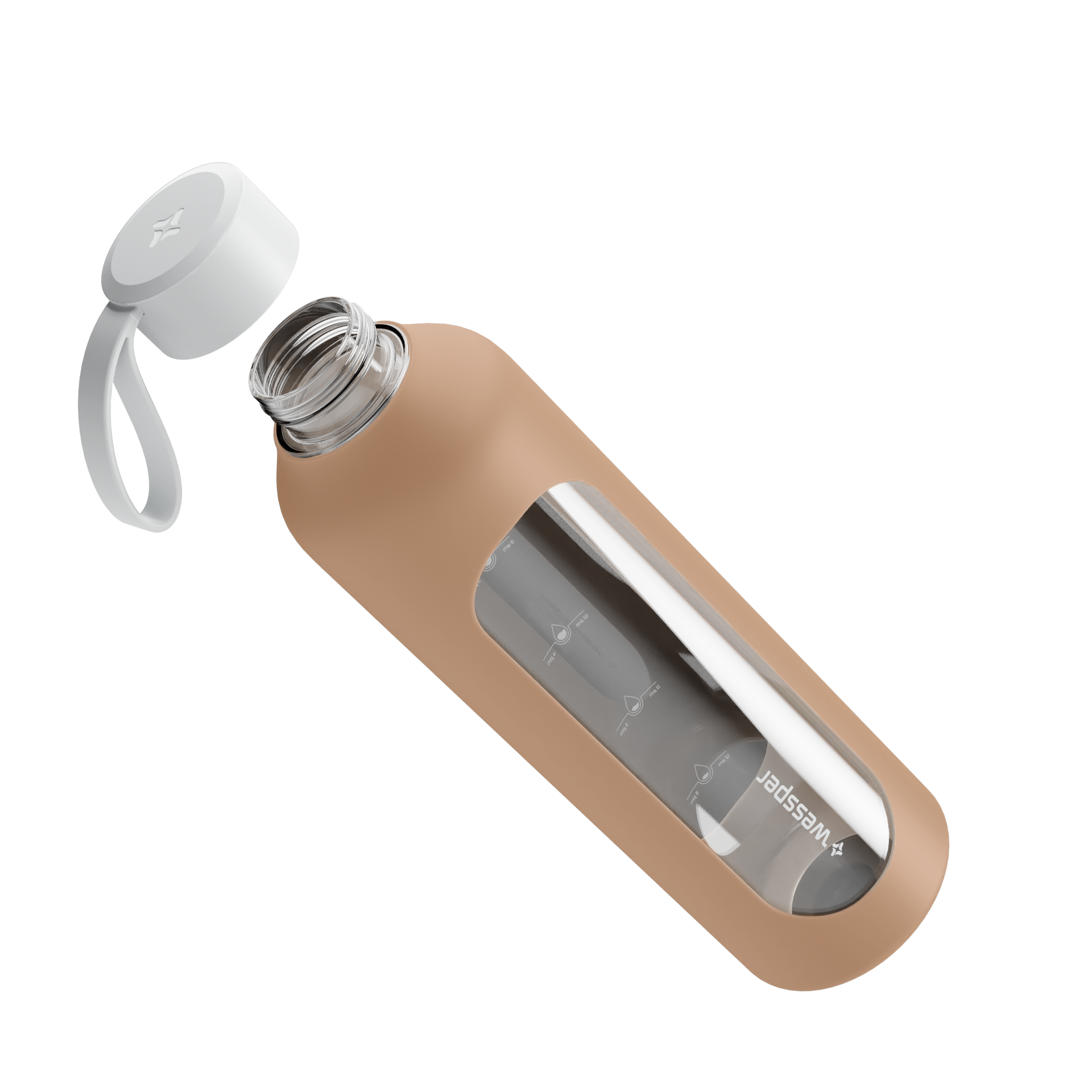 Butelka motywacyjna Wessper B1 BOROSILICATE Beige 1 L