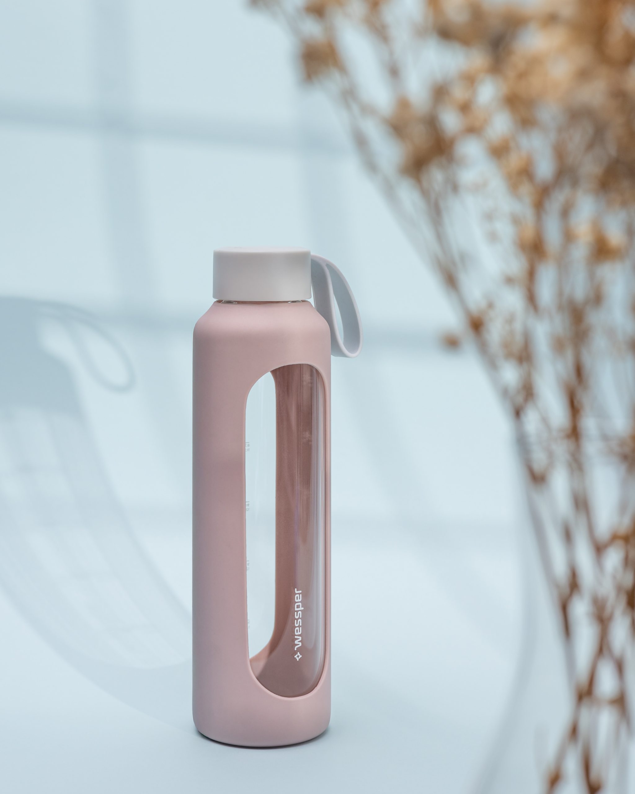 Butelka motywacyjna Wessper B1 BOROSILICATE Dusty Rose 500 ml