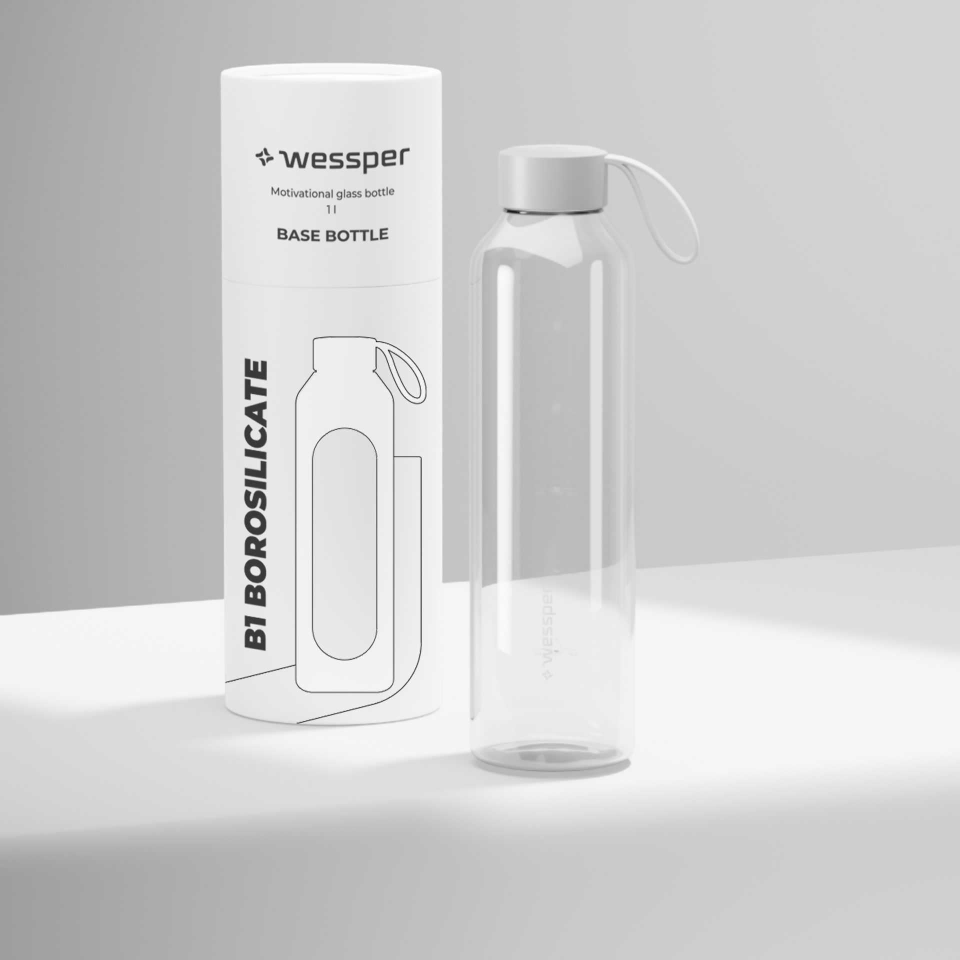 Butelka motywacyjna Wessper B1 BOROSILICATE Base Bottle 1 L