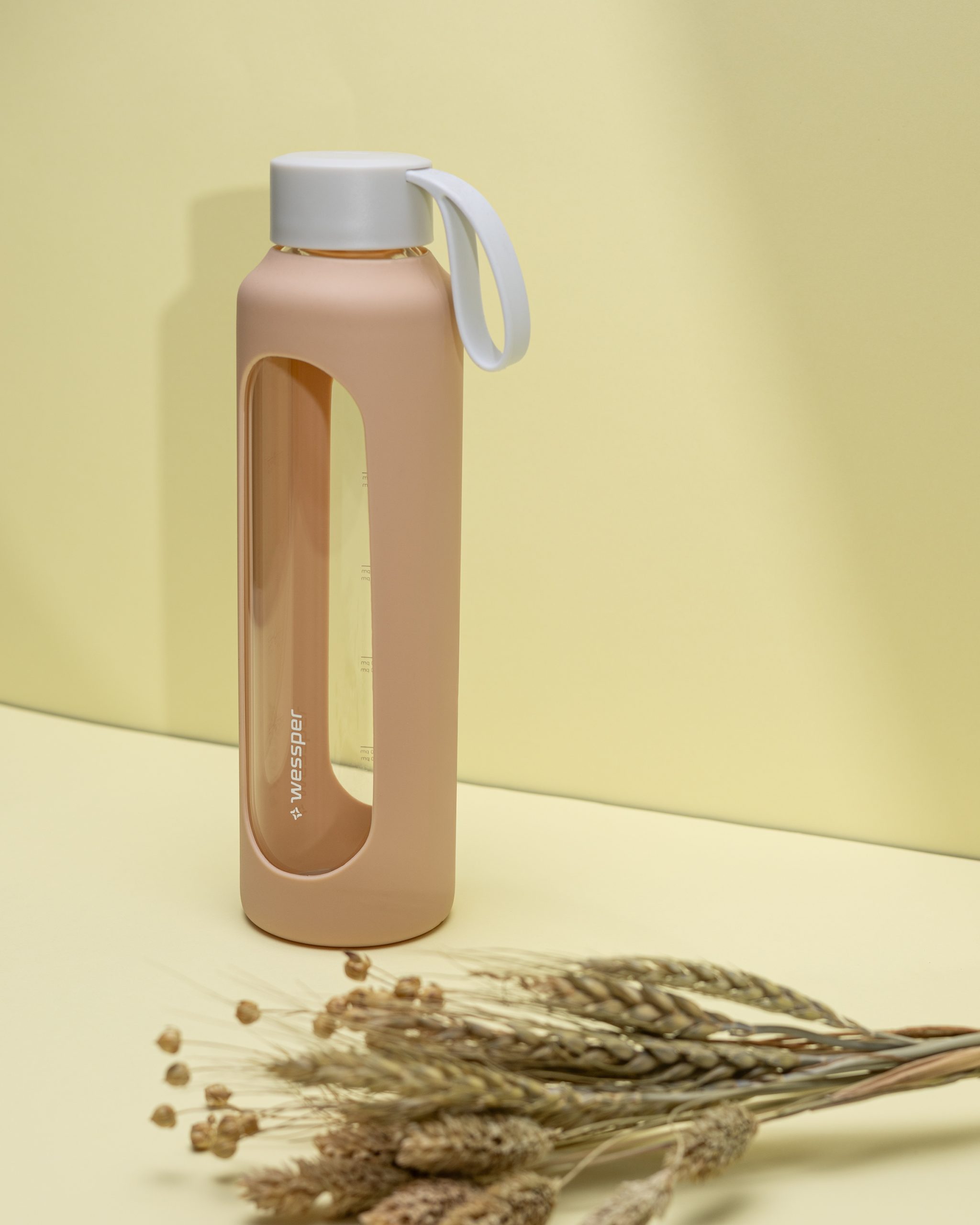 Butelka motywacyjna Wessper B1 BOROSILICATE Beige 500 ml