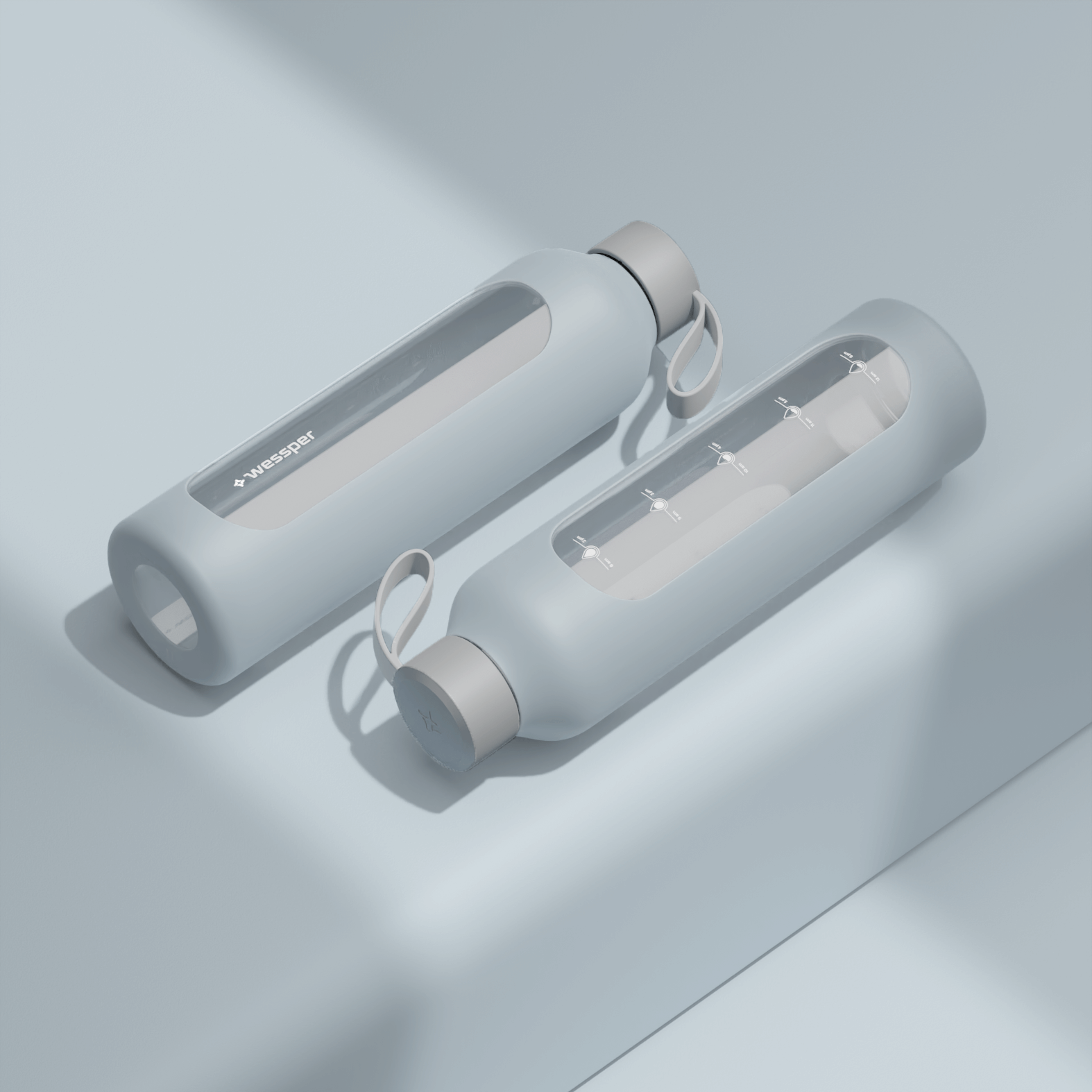 Butelka motywacyjna Wessper B1 BOROSILICATE Ice Blue 1 L