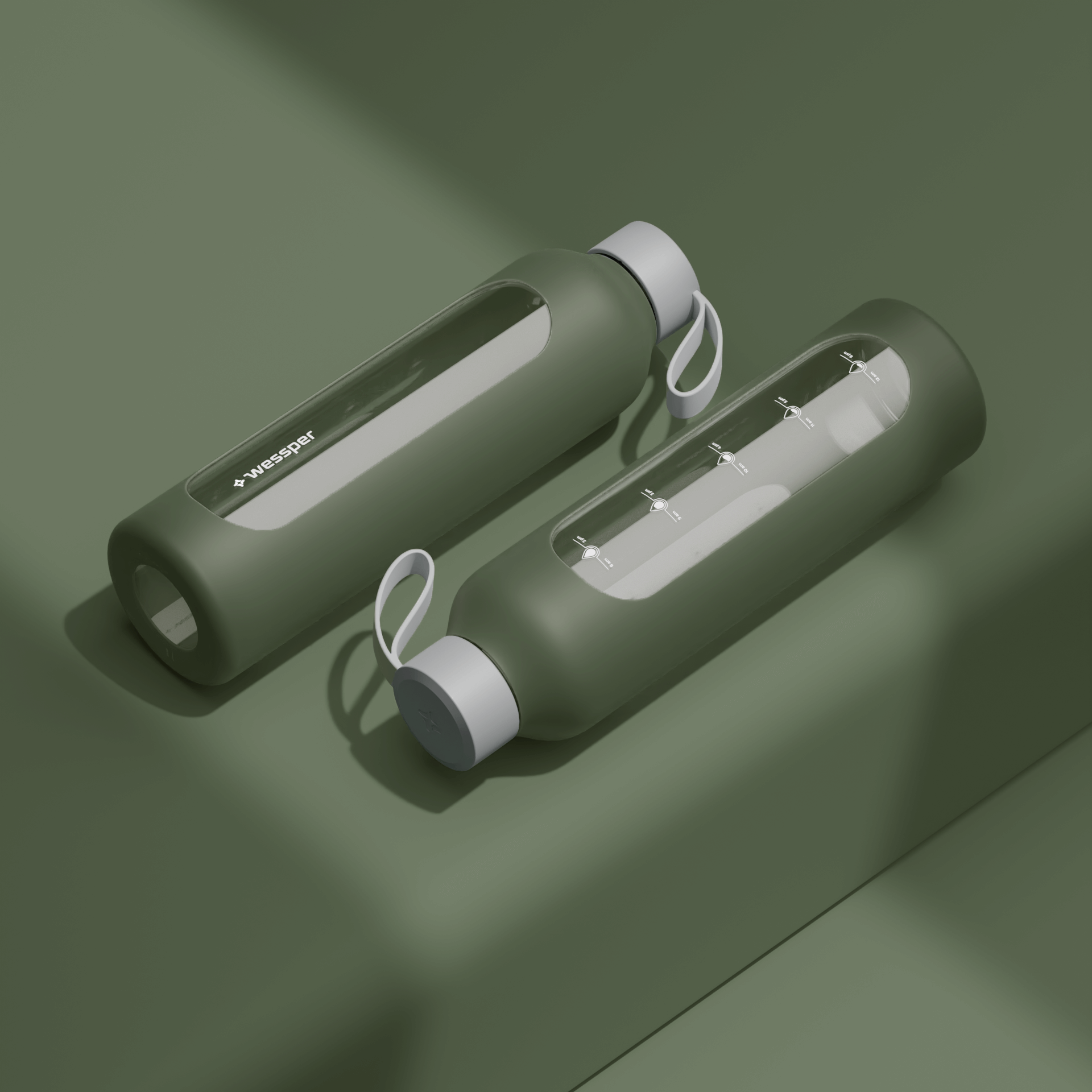 Butelka motywacyjna Wessper B1 BOROSILICATE Olive 1 L