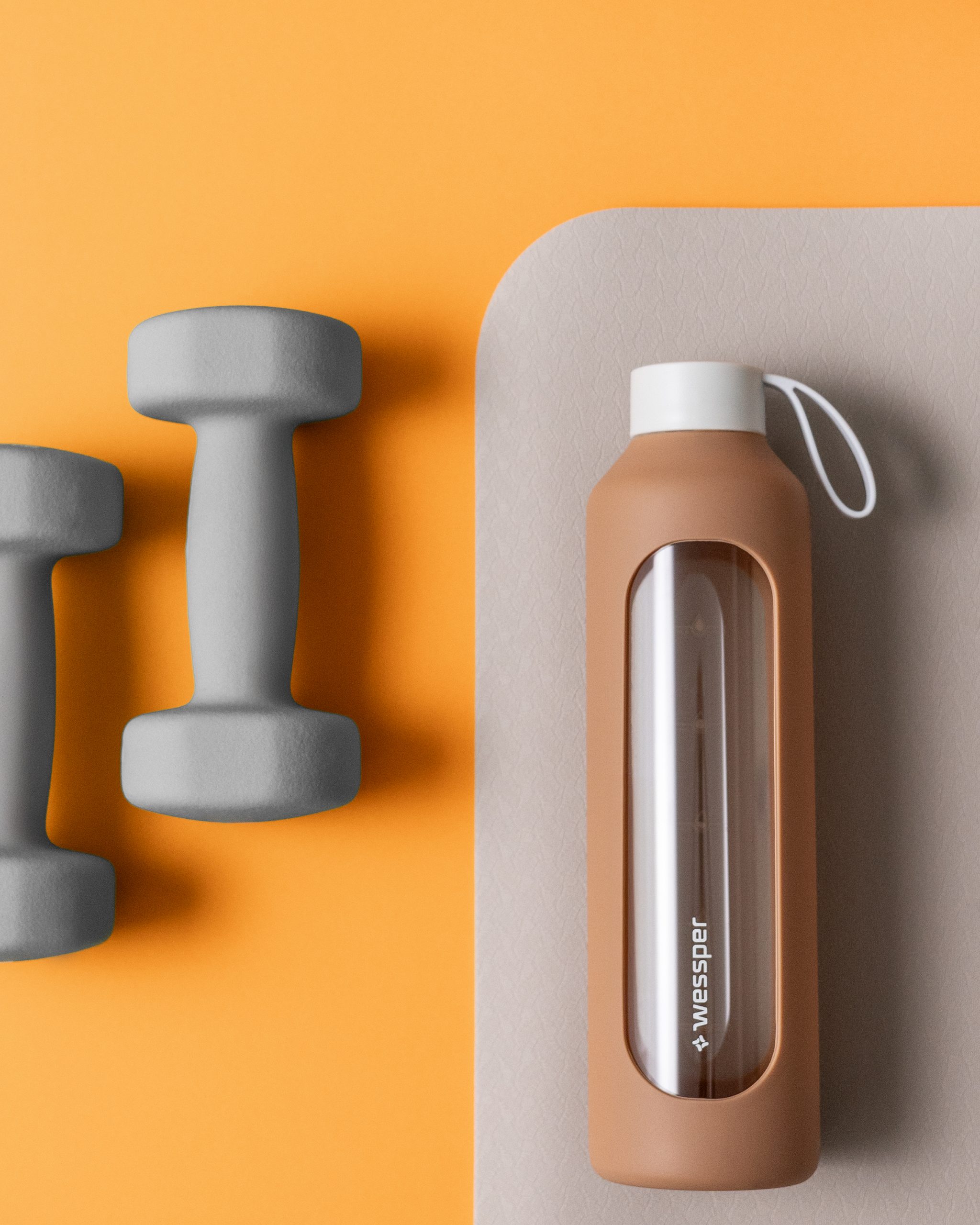 Butelka motywacyjna Wessper B1 BOROSILICATE Beige 1 L