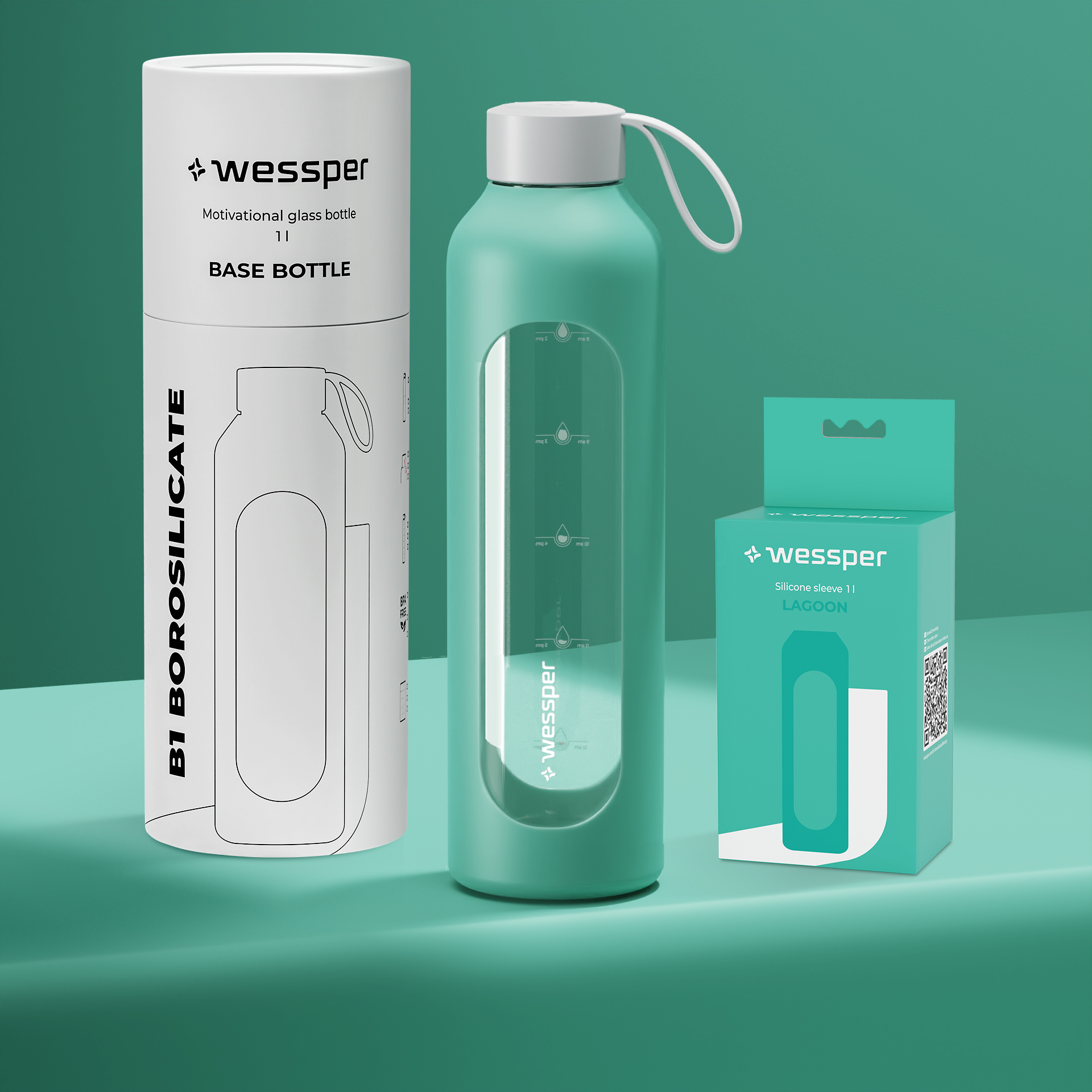 Butelka motywacyjna Wessper B1 BOROSILICATE Poppy 1 L