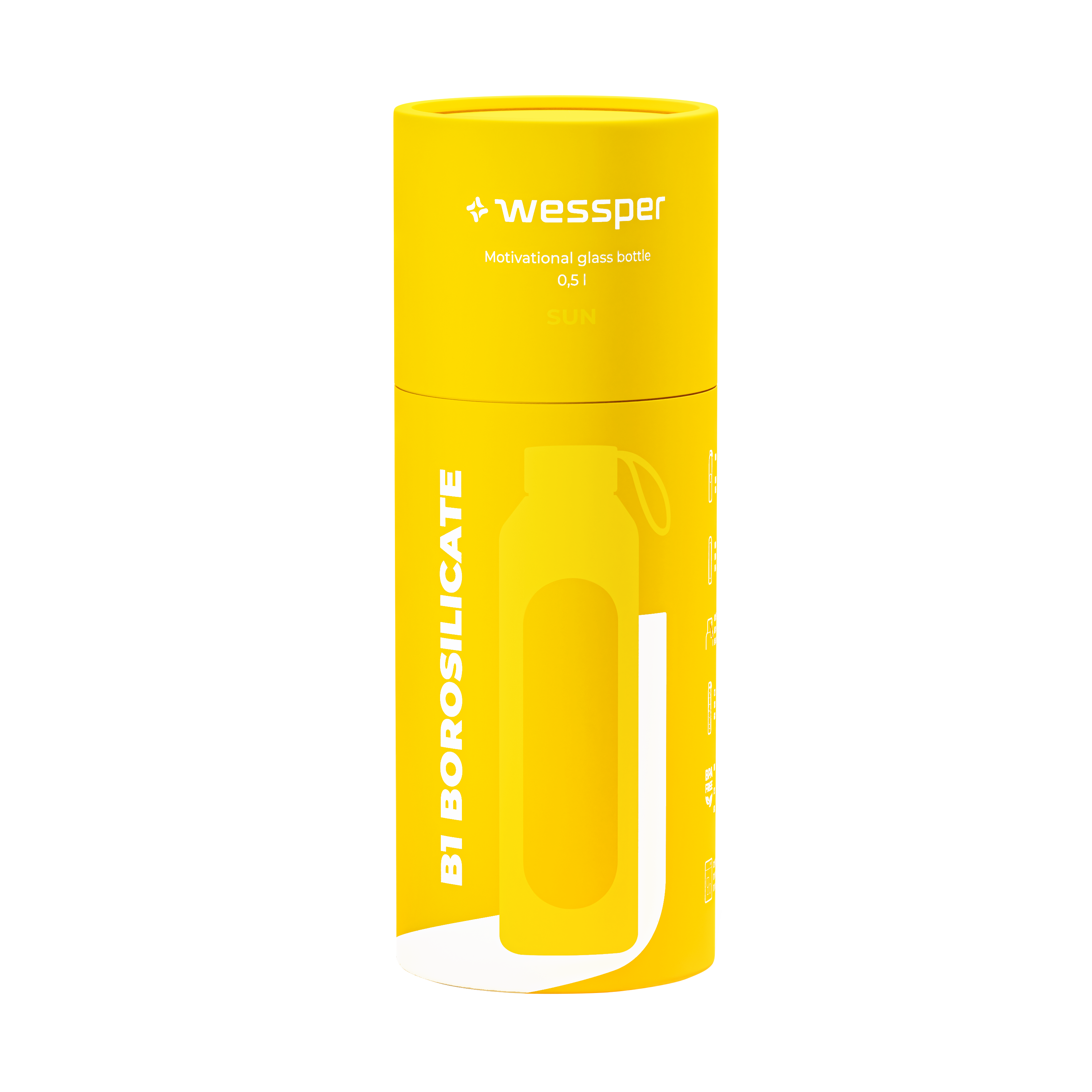 Butelka motywacyjna Wessper B1 BOROSILICATE Sun 500 ml