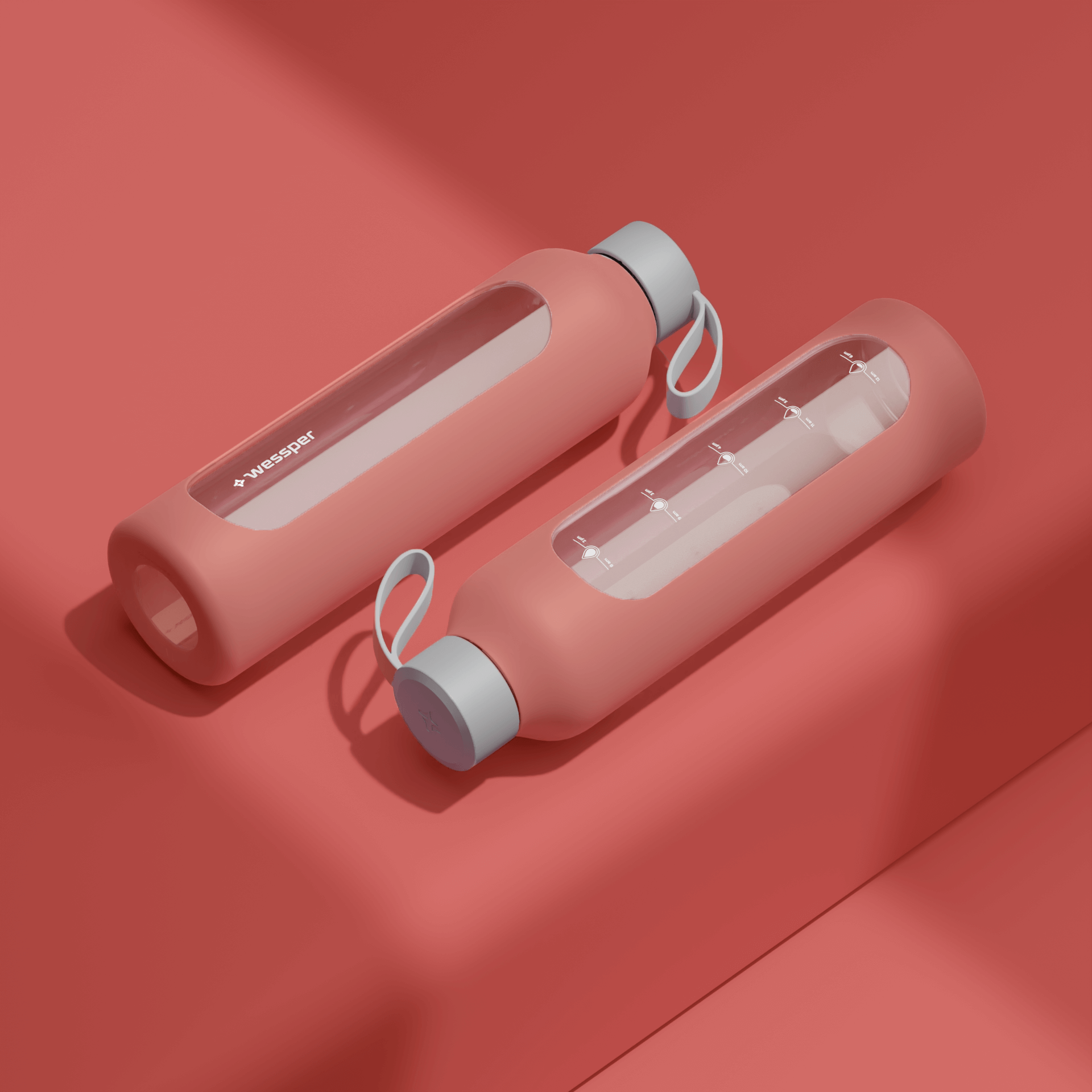 Butelka motywacyjna Wessper B1 BOROSILICATE Coral 1 L