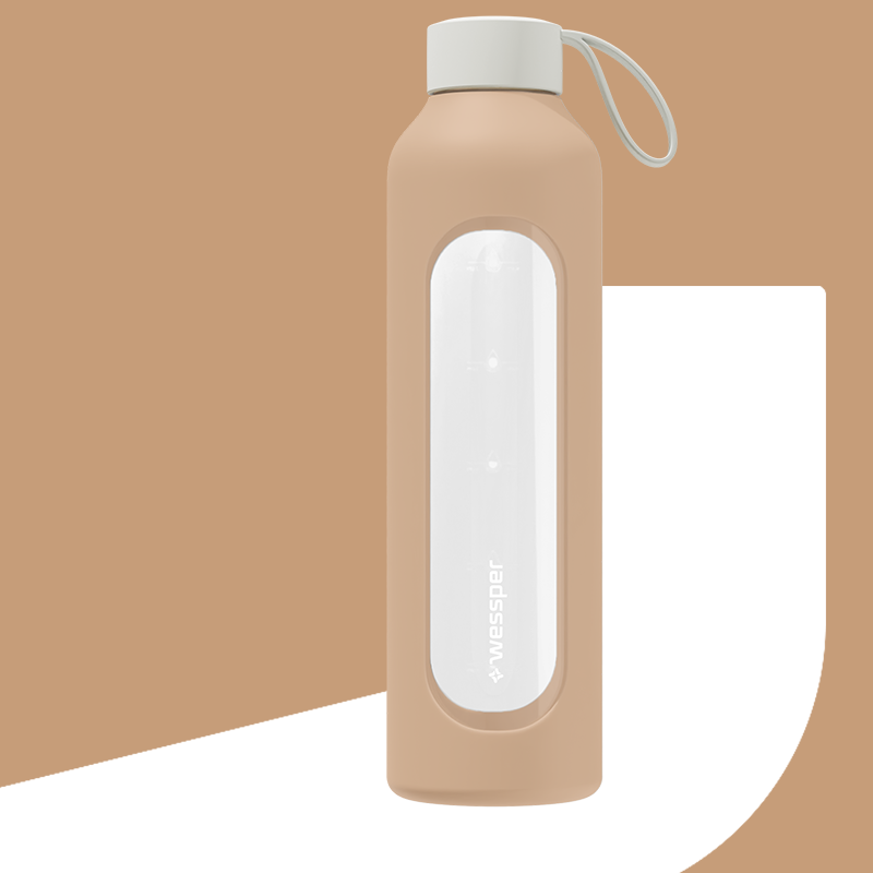 Butelka motywacyjna Wessper B1 BOROSILICATE Beige 1 L