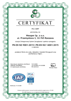 Certyfikat ISO Wessper Certyfikat ISO Wessper