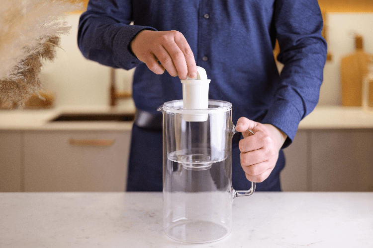 Wkładanie filtra Wessper Aquaclassic do dzbanka filtrującego