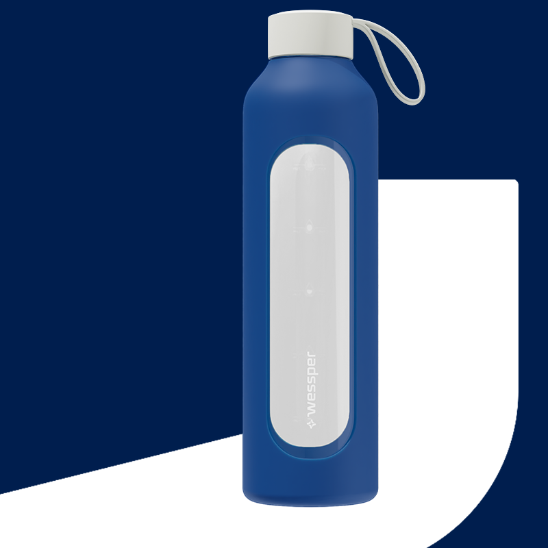 Butelka motywacyjna Wessper B1 BOROSILICATE Navy Blue 1 L